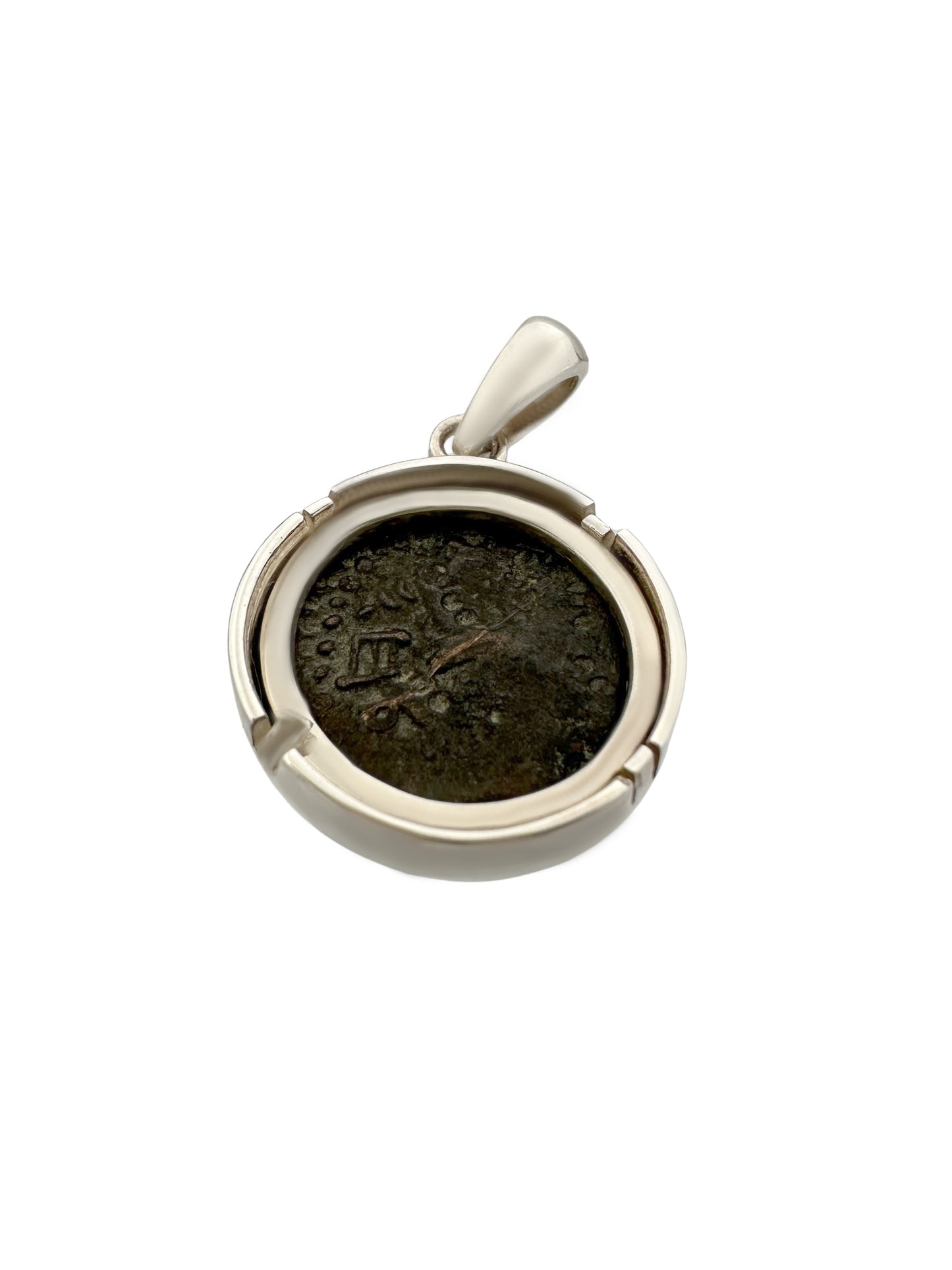 Ancient Jewish Freedom of Zion Masada Coin Set in Sterling Silver Pendant