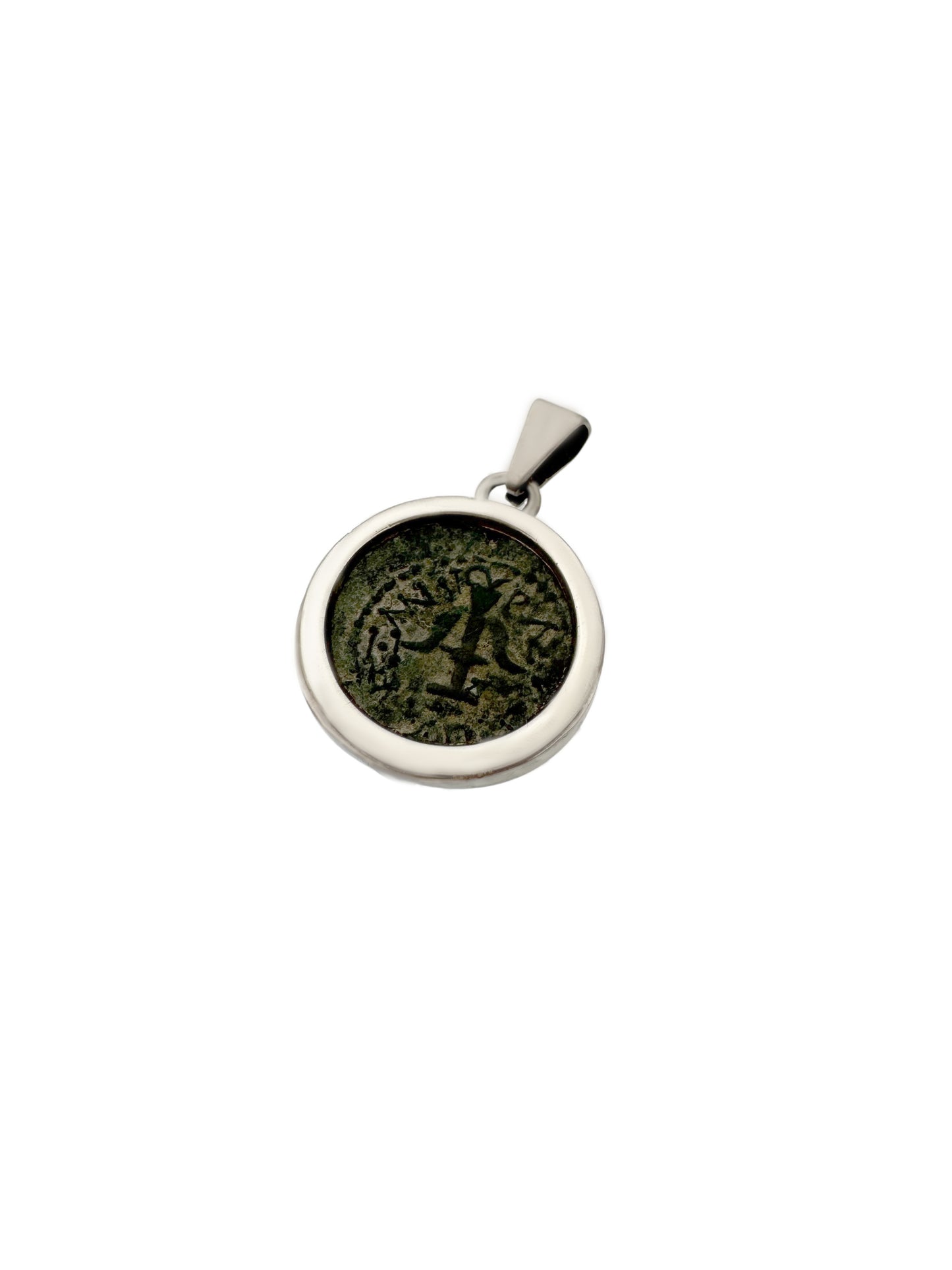 Ancient Widow’s Mite / Jewish Hasmonean Coin Set in Sterling Silver Pendant