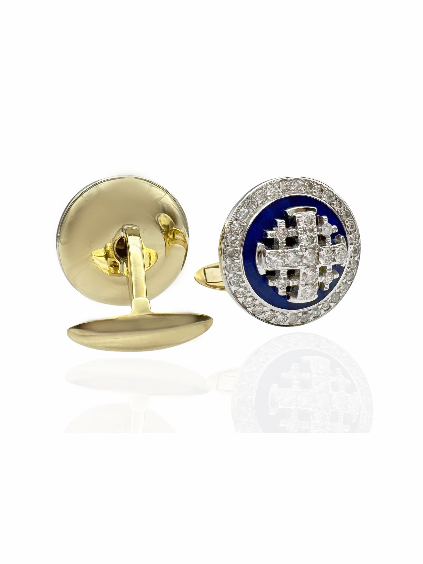 ✨ Solid 14k Gold Jerusalem Cross Cufflinks with VS1 Diamonds