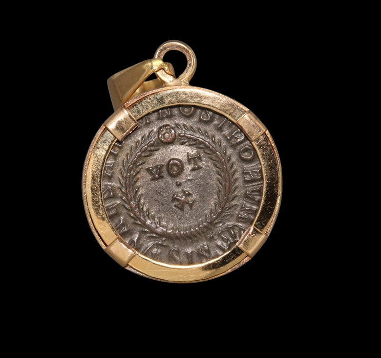 Solid 18K Gold Crispus Roman Coin Pendant
