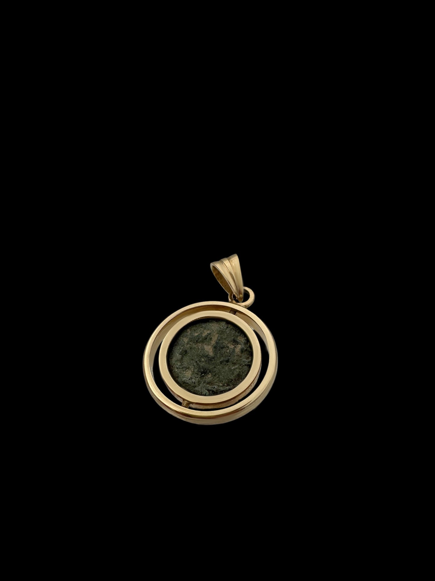 Ancient Jewish Freedom of Zion Masada Coin Set in 14K Gold Spinning Pendant