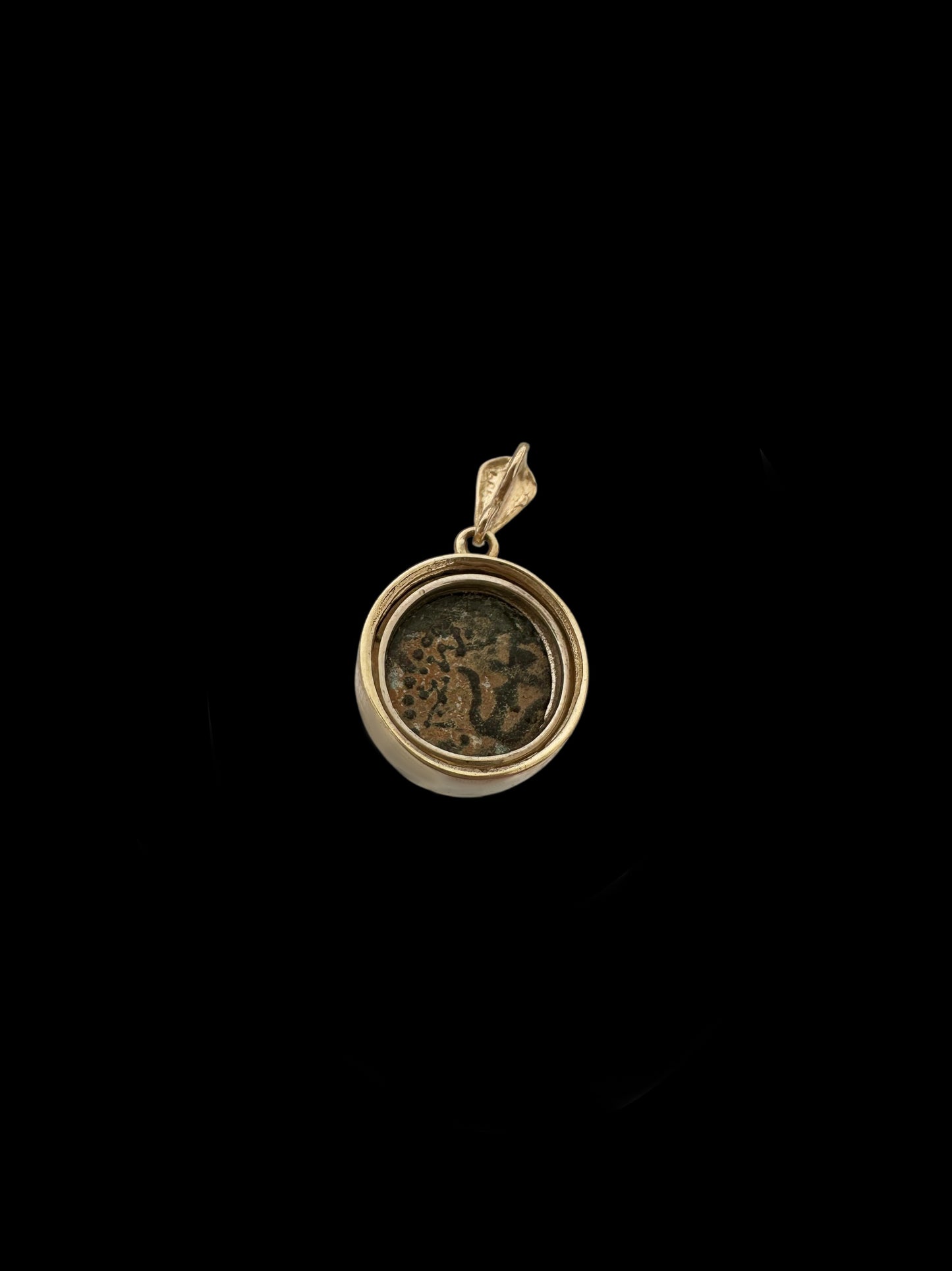 Ancient Widow’s Mite / Jewish Hasmonean Coin Set in Solid 14K Gold Pendant