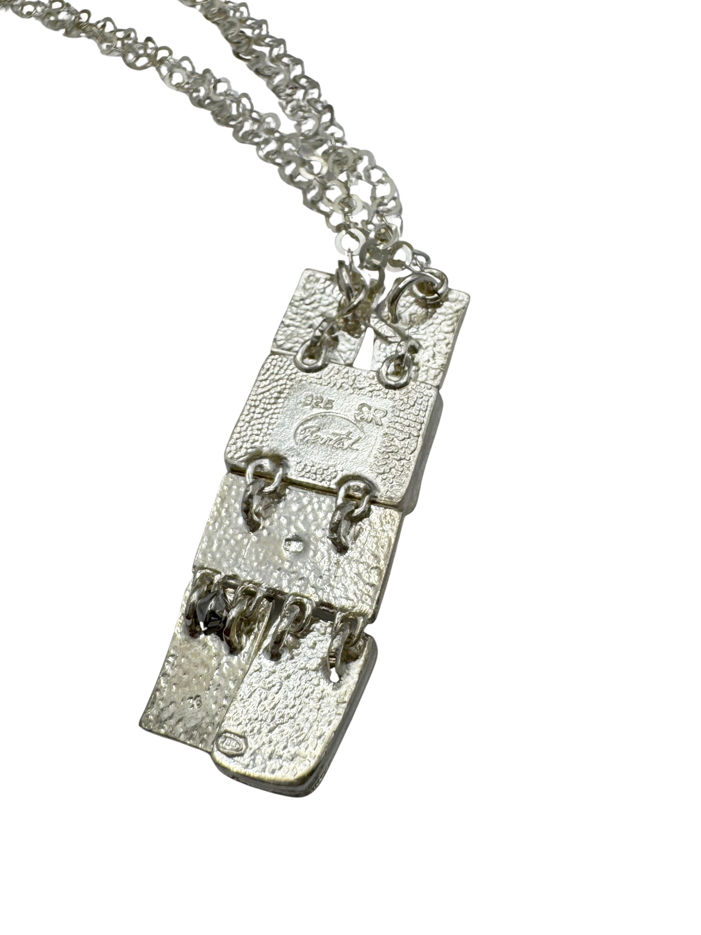 Ancient Roman Glass Sterling Silver Necklace – “Echoes in Geometry