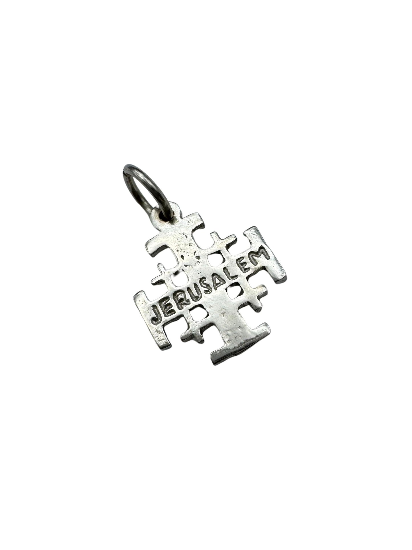 14K White Gold Jerusalem Cross Pendant – Faceted Finish