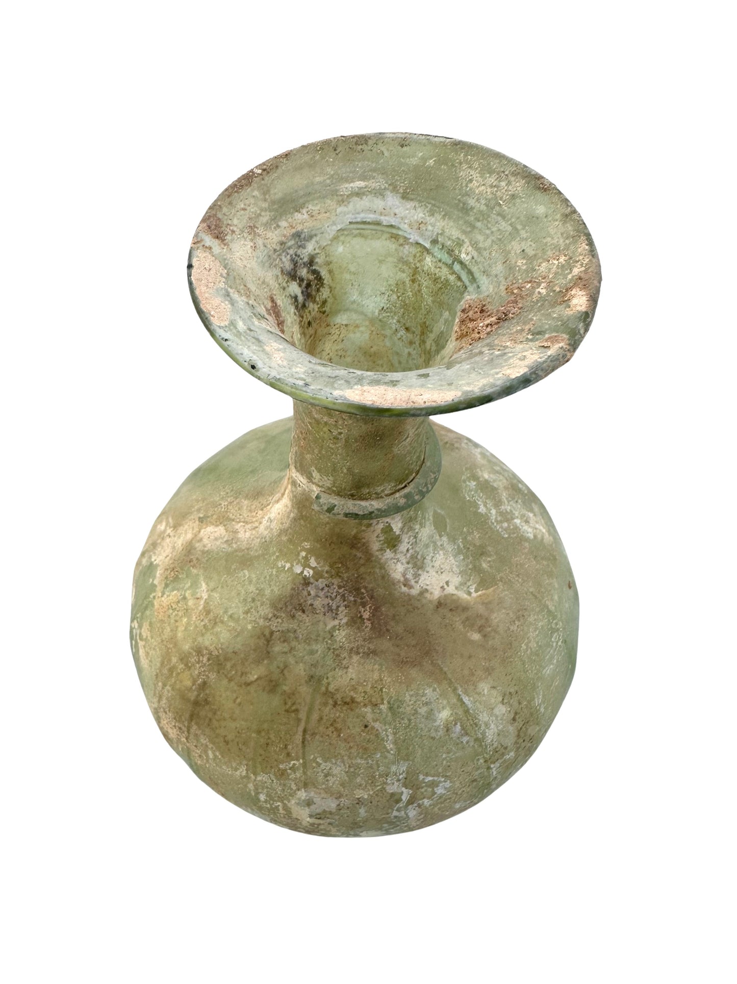 Large Ancient Roman Glass Cosmetic Decorated Flask