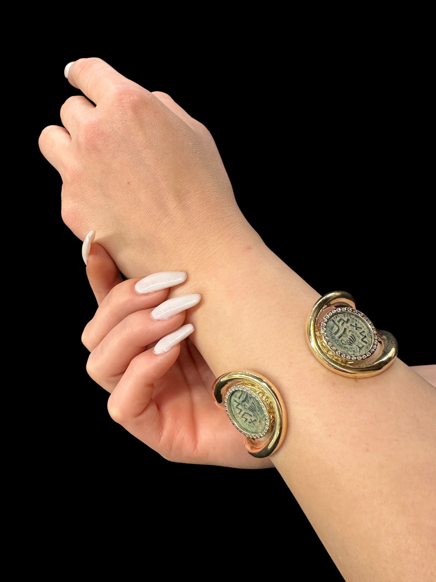 Ancient Masada Revolt Jewish Coins Set in Heavy 14K Gold Bracelet