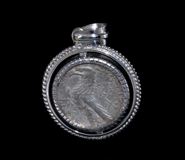 Ancient Shekel of Tyre Coin Set in 14K Gold Pendant