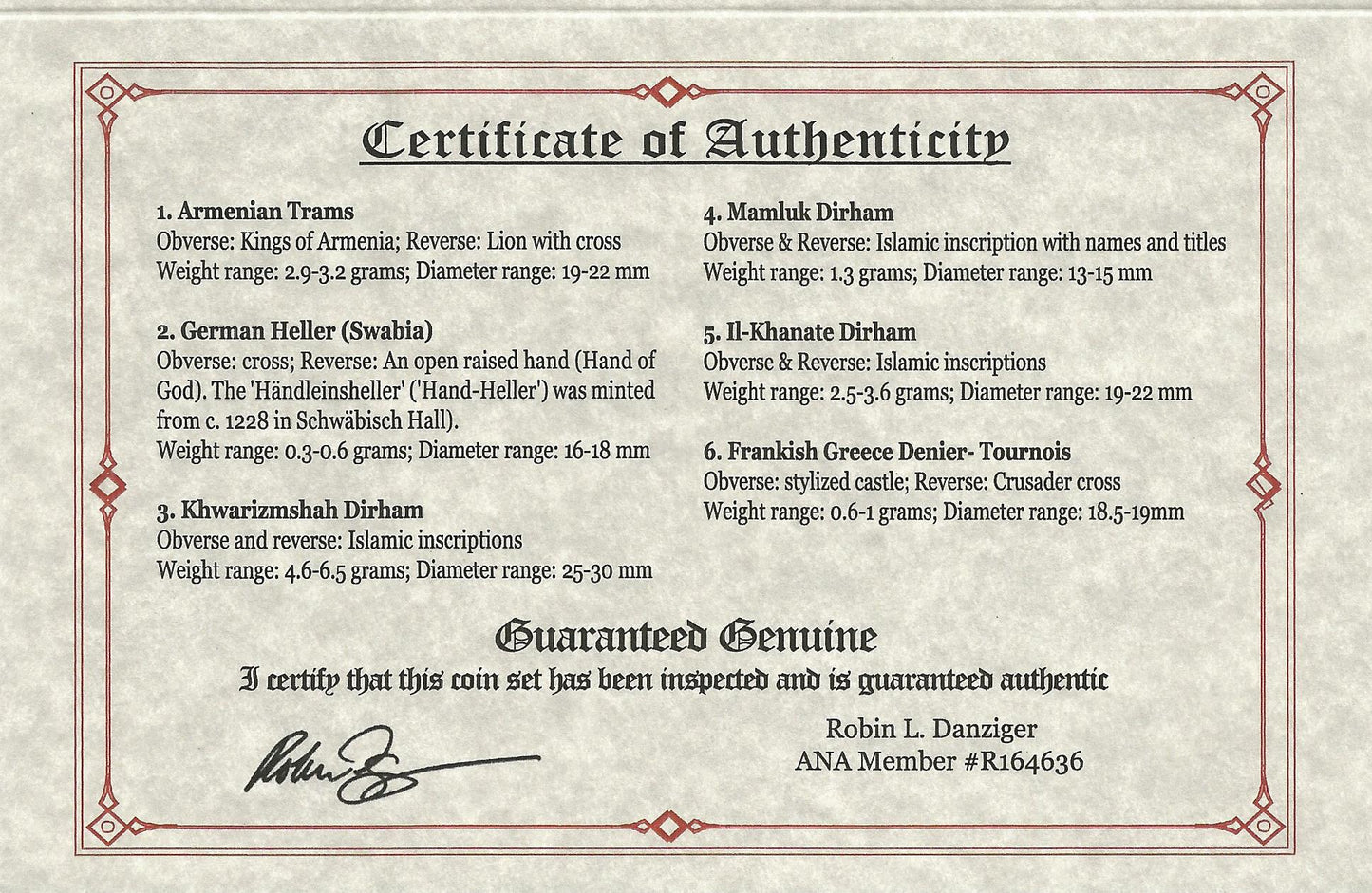 Crusader: Friends & Foes, Box of 6 Silver Medieval Coins (Six-Coin Box)