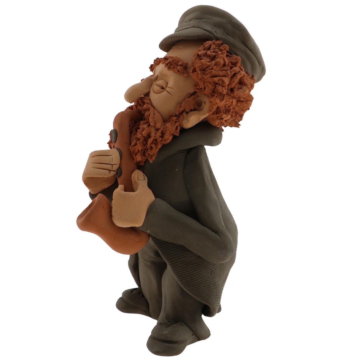Handcrafted Ceramic figurine portraying a Jewish man Playing a Saxophone