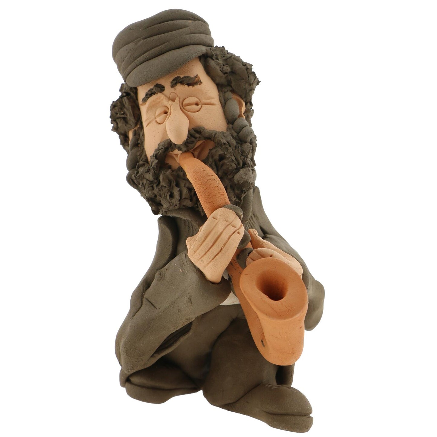 Handcrafted Ceramic figurine portraying a Jewish Musician Playing a Saxophone