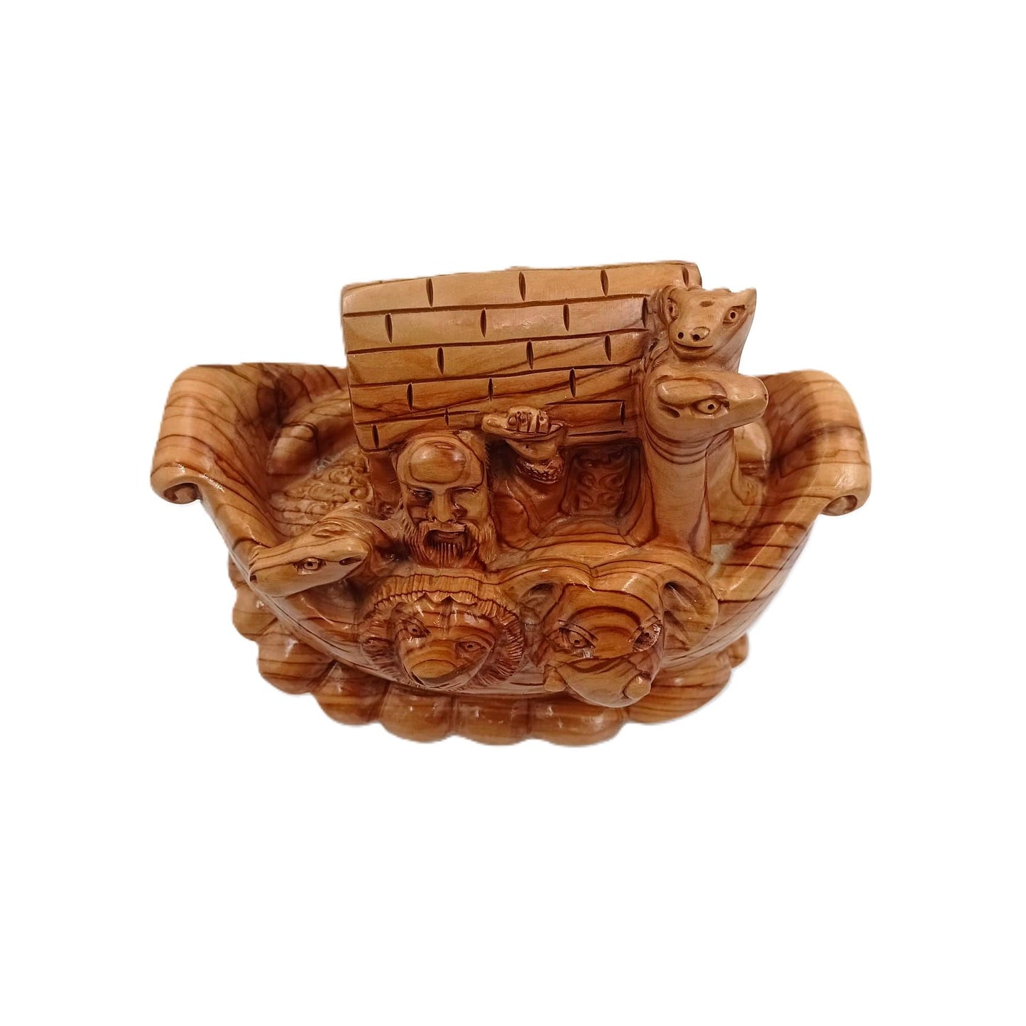 Noah's Ark Hand Carved Natural Olive Wood Sculpture