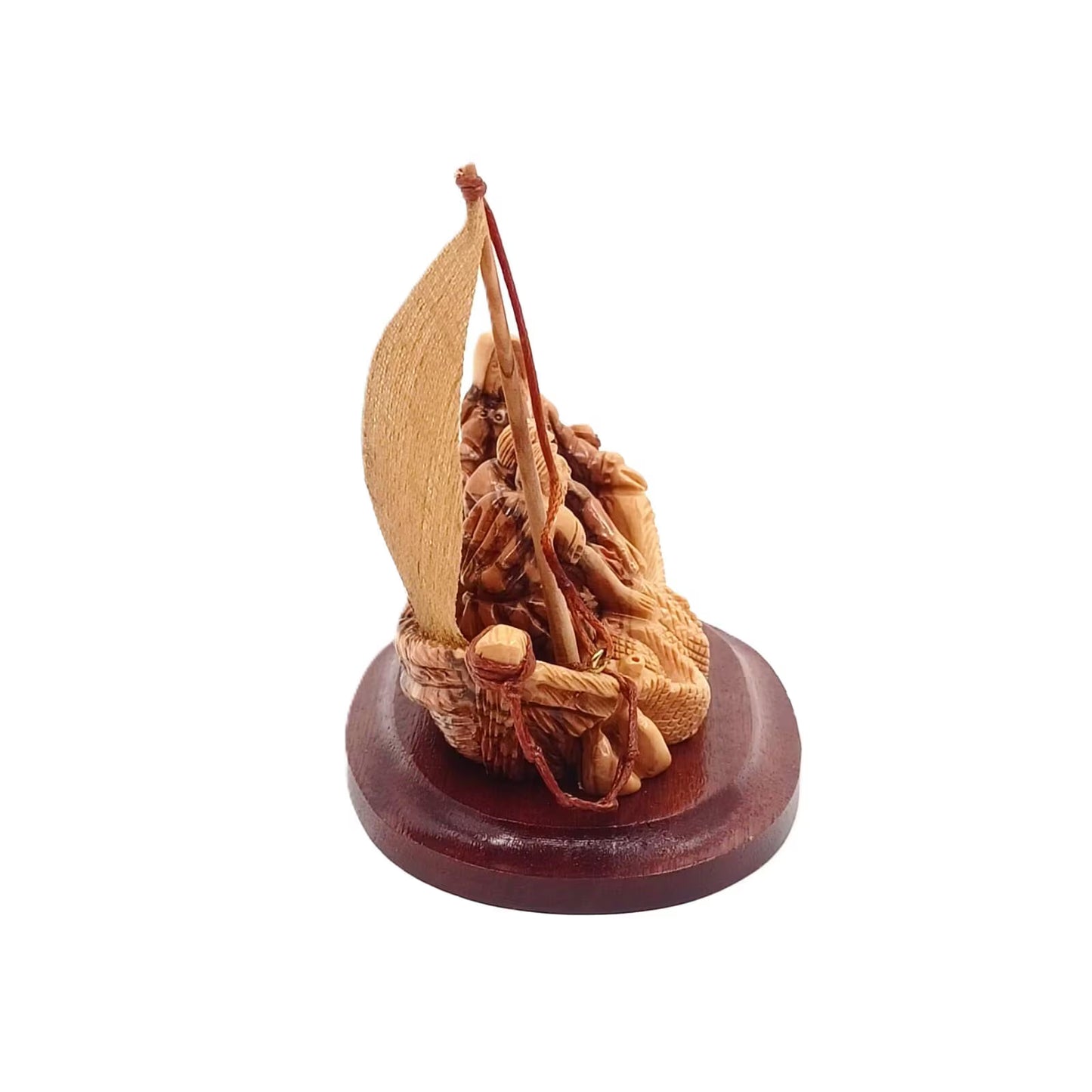 Handmade Olive Wood Sculpture – Miraculous Catch of Fish