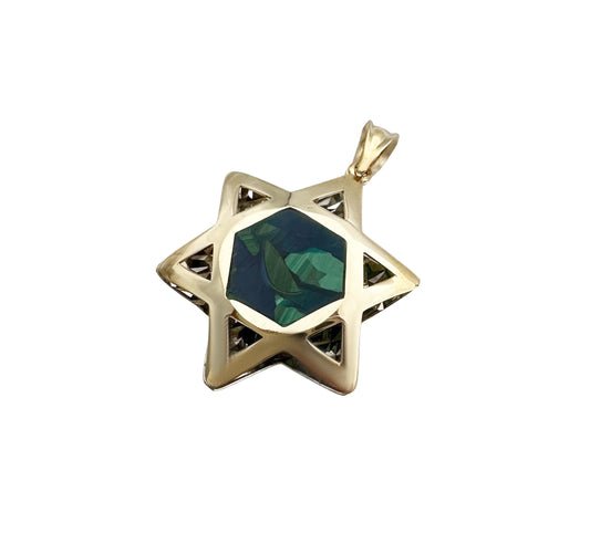 14 Yellow Gold and Eilat Stone Classic Star of David Necklace