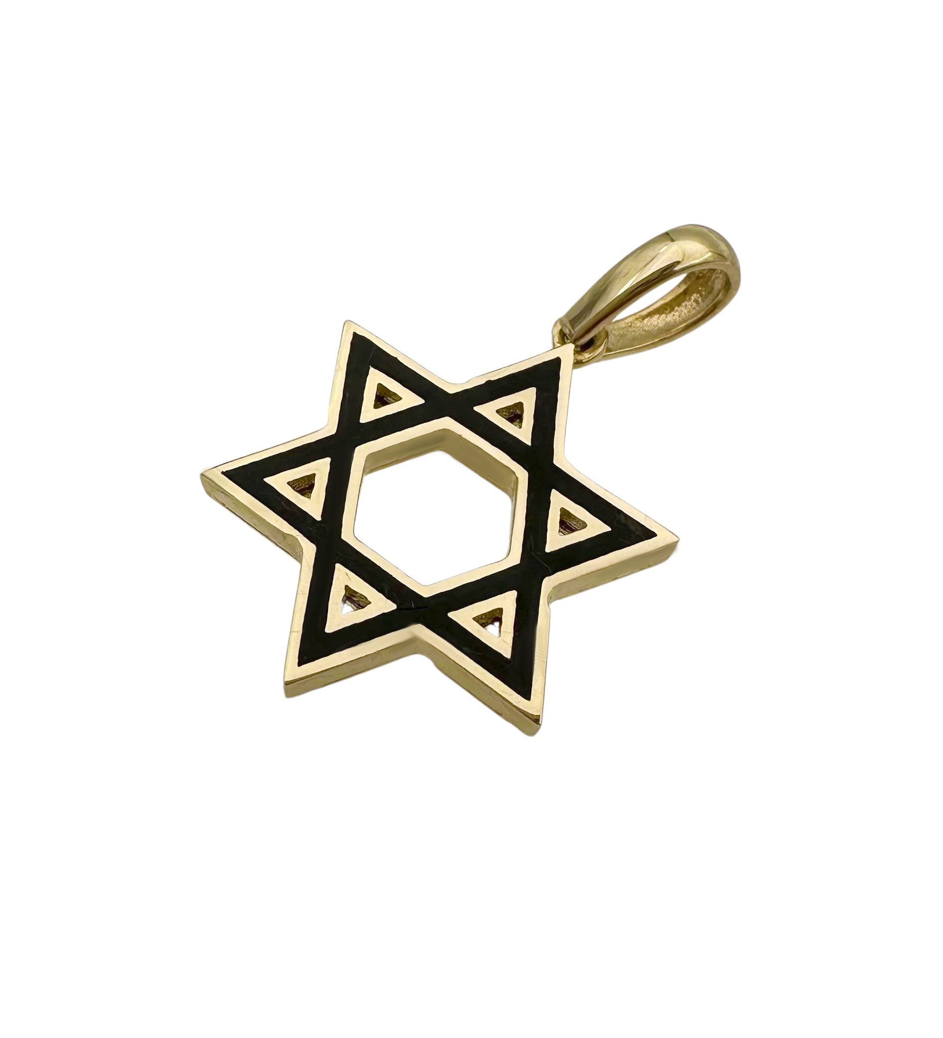 Classic 14k Gold and Onyx Stone Star of David Pendant