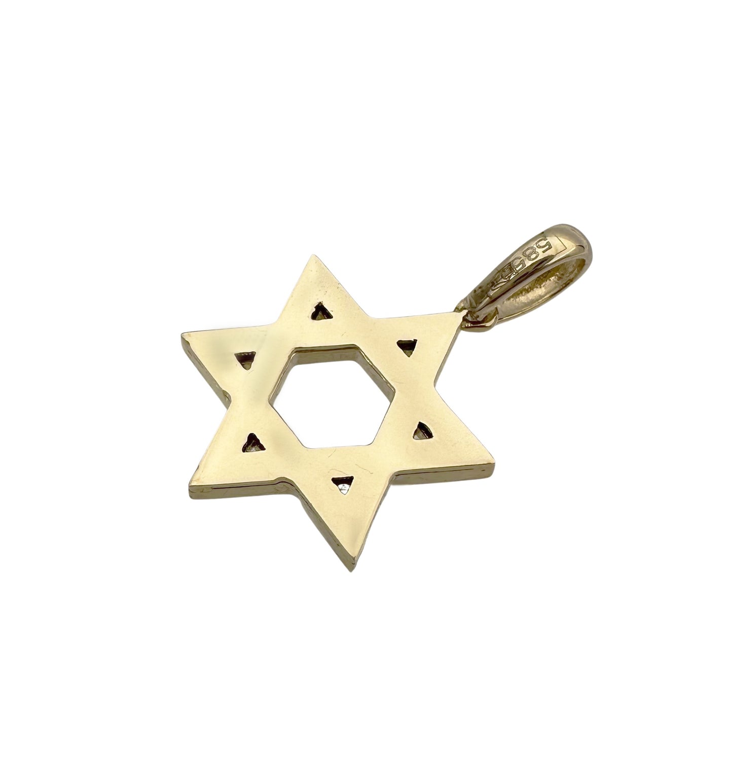 14k Yellow Gold and Onyx Stone Classic Star of David Necklace