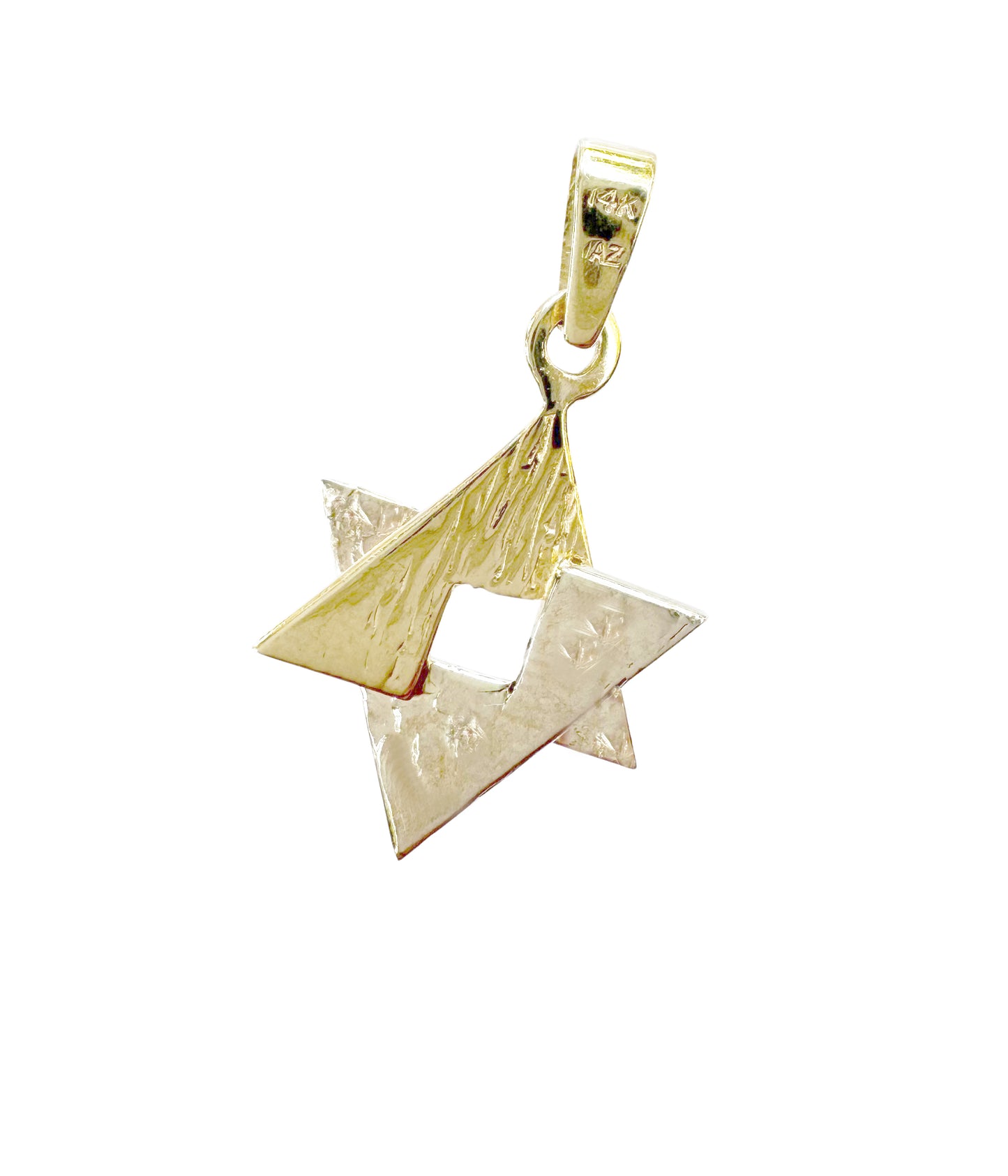 14k Gold Hammered Two Tone Star of David Magen David Pendant