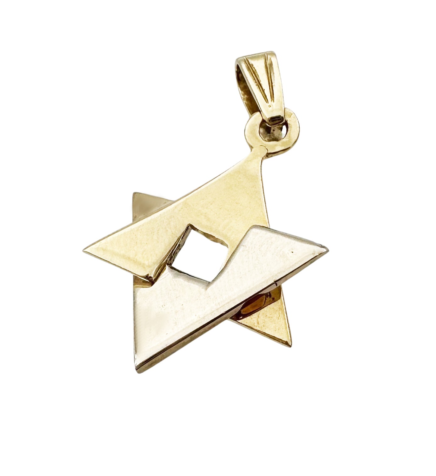 14k Gold Hammered Two Tone Star of David Magen David Pendant