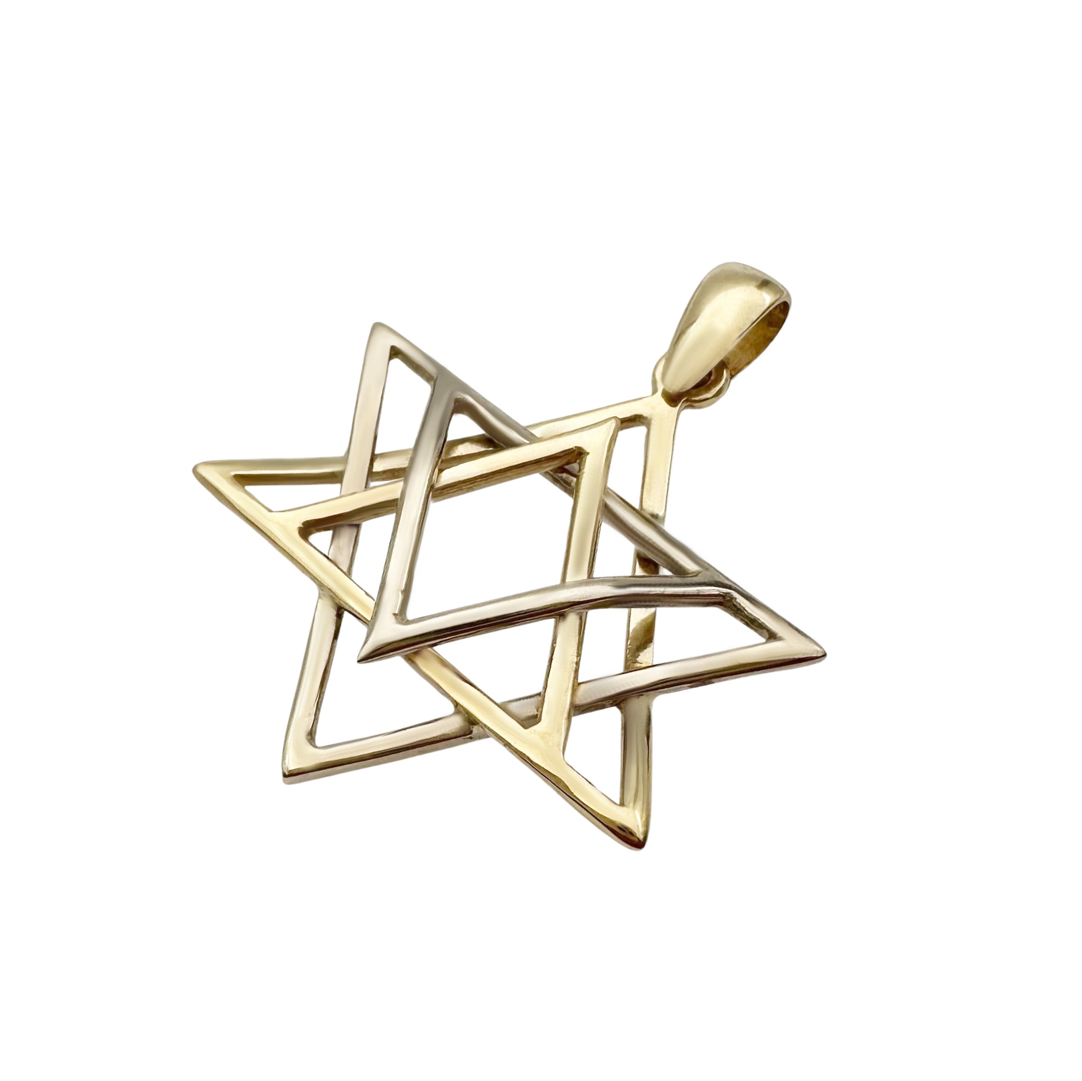 14k Gold Handmade two-tone Star of David Magen David Pendant