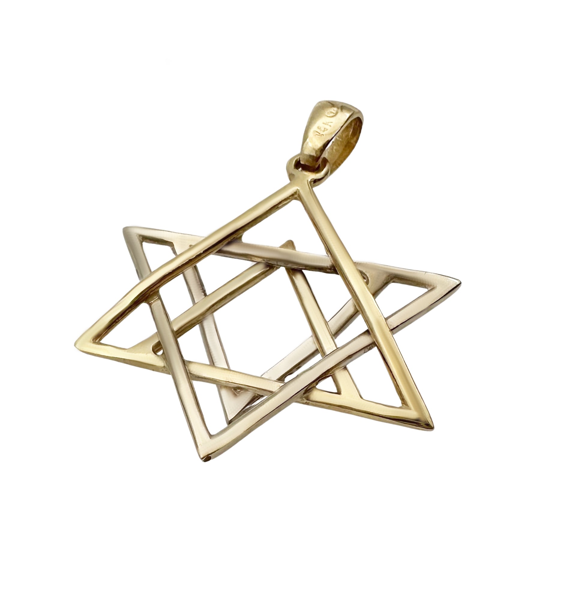 14k Gold Handmade two-tone Star of David Magen David Pendant