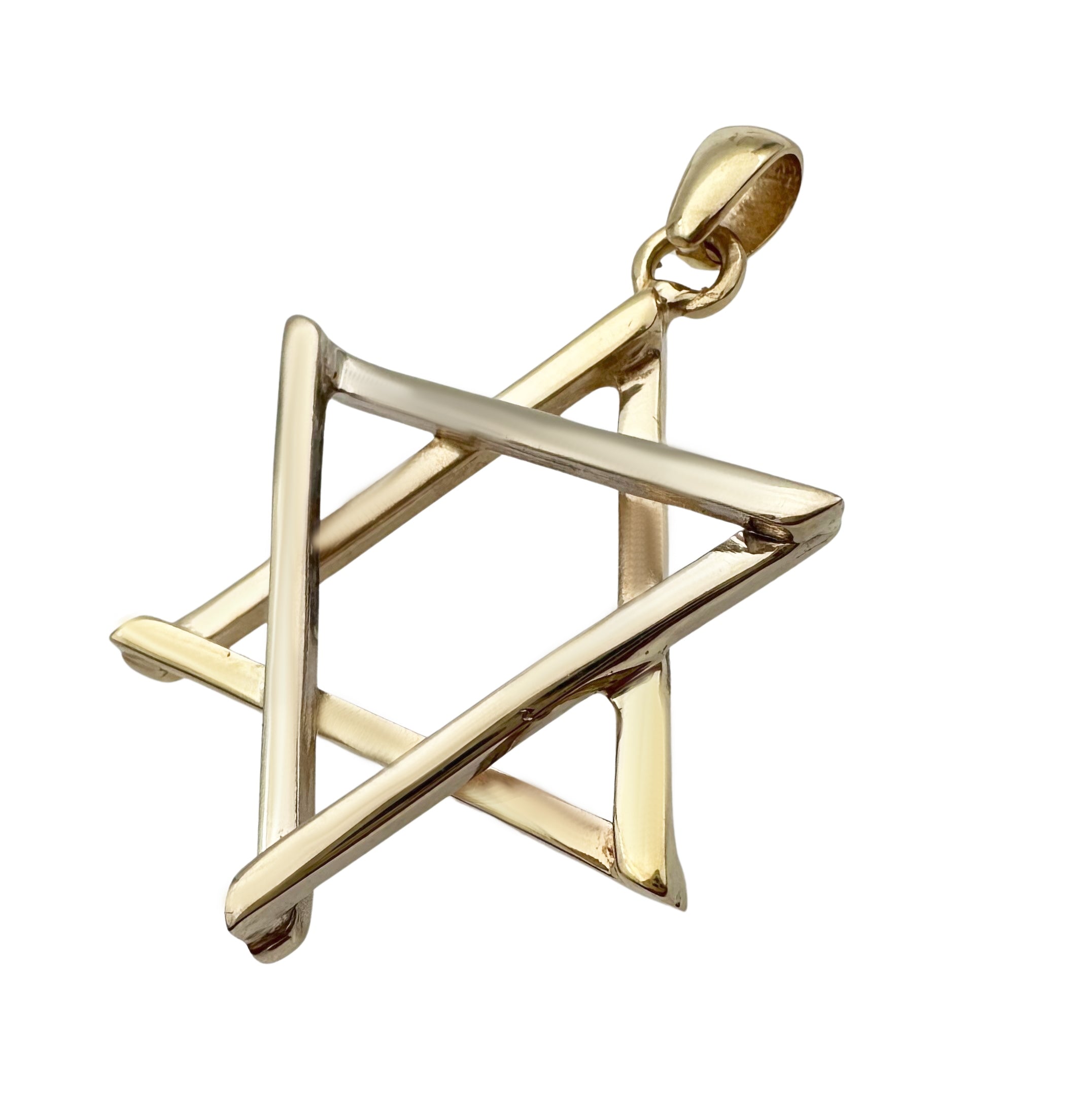 14K Gold Handmade Two-Tone Star of David Magen David Pendant