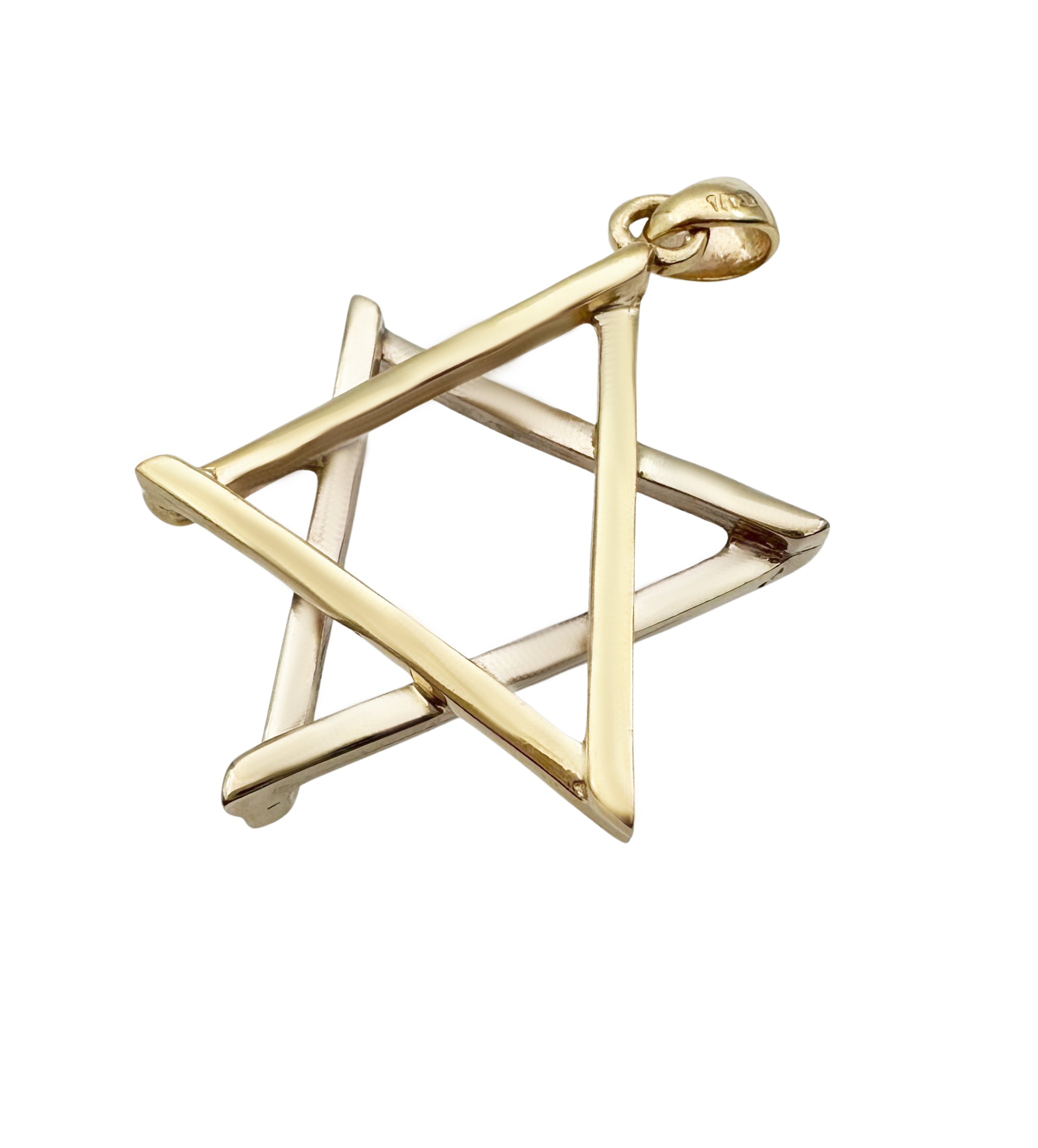 14K Gold Handmade Two-Tone Star of David Magen David Pendant