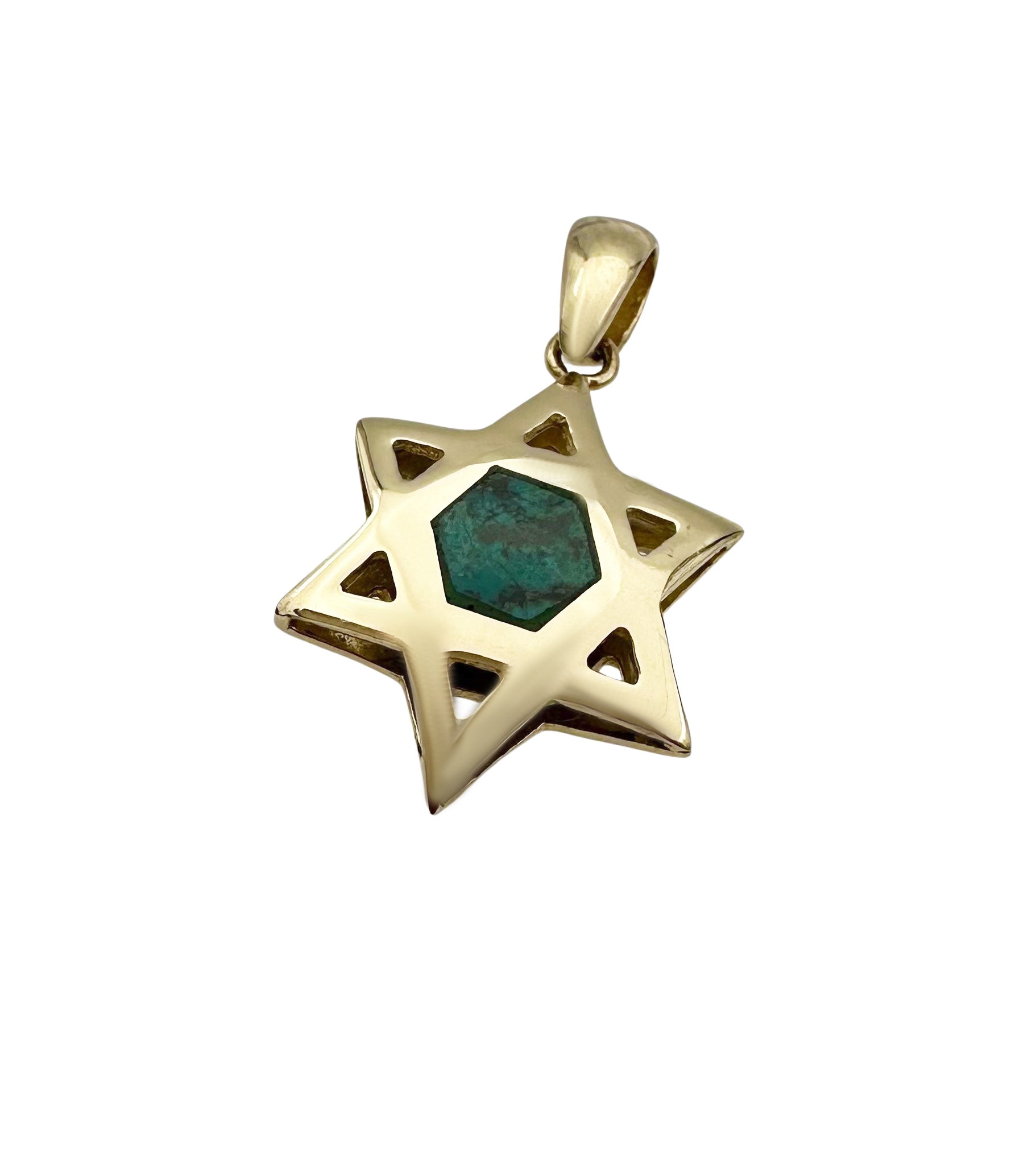 Classic 14k Gold & Eilat Stone Double-Sided  Star of David  Pendant