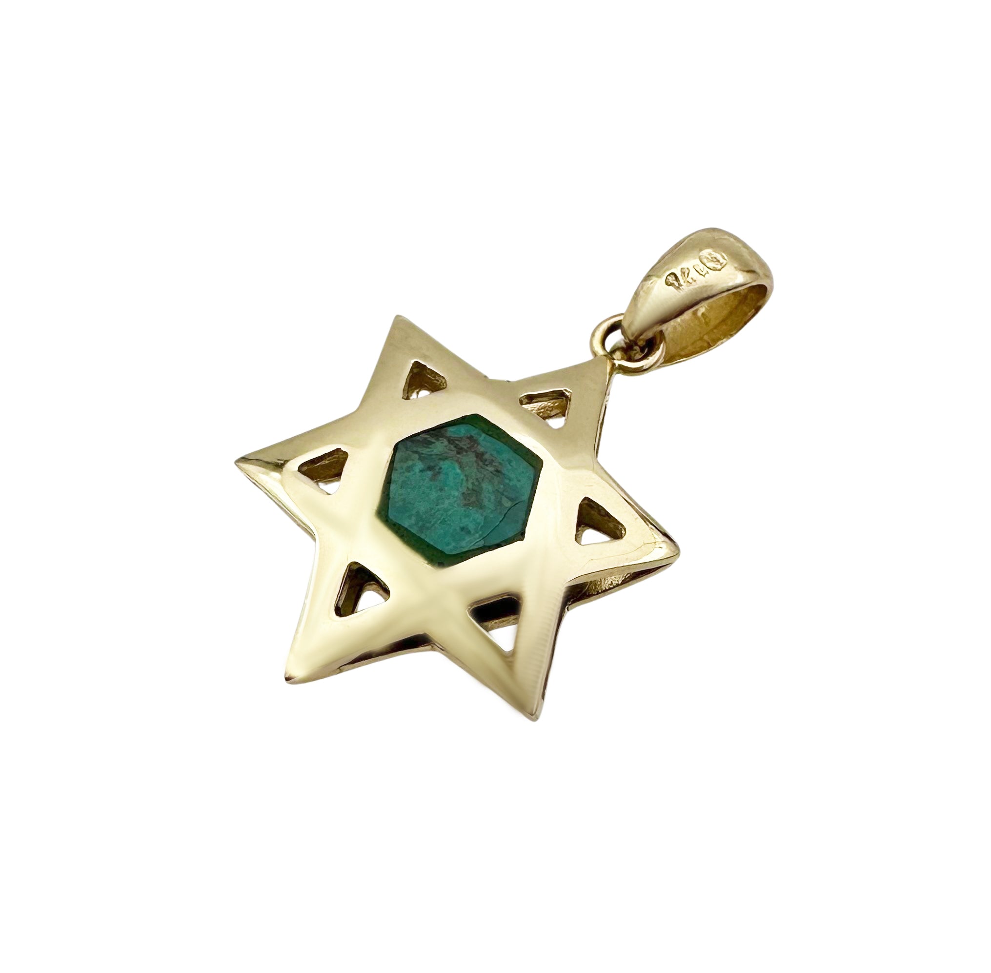 Classic 14k Gold & Eilat Stone Double-Sided  Star of David  Pendant