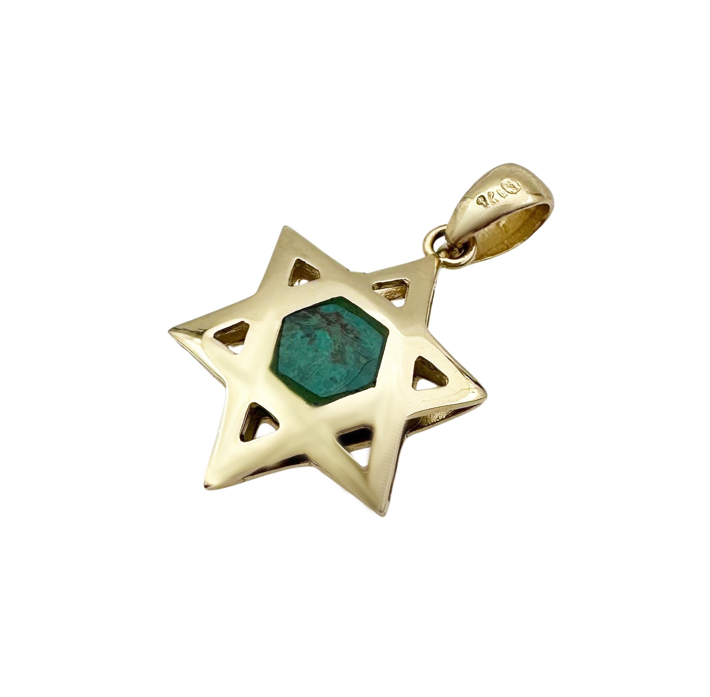 14k Yellow Gold and Eilat Stone Double-Sided Classic Star of David Necklace