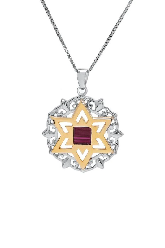 Pendant Star of David Sterling Silver & Gold 9K Jerusalem Nano Bible Torah I Gift from Holy Land I Religious souvenirs