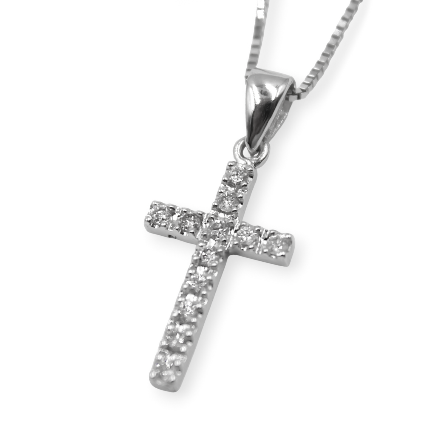 14K Gold Cross Pendant – Adorned with 12 Natural Diamonds