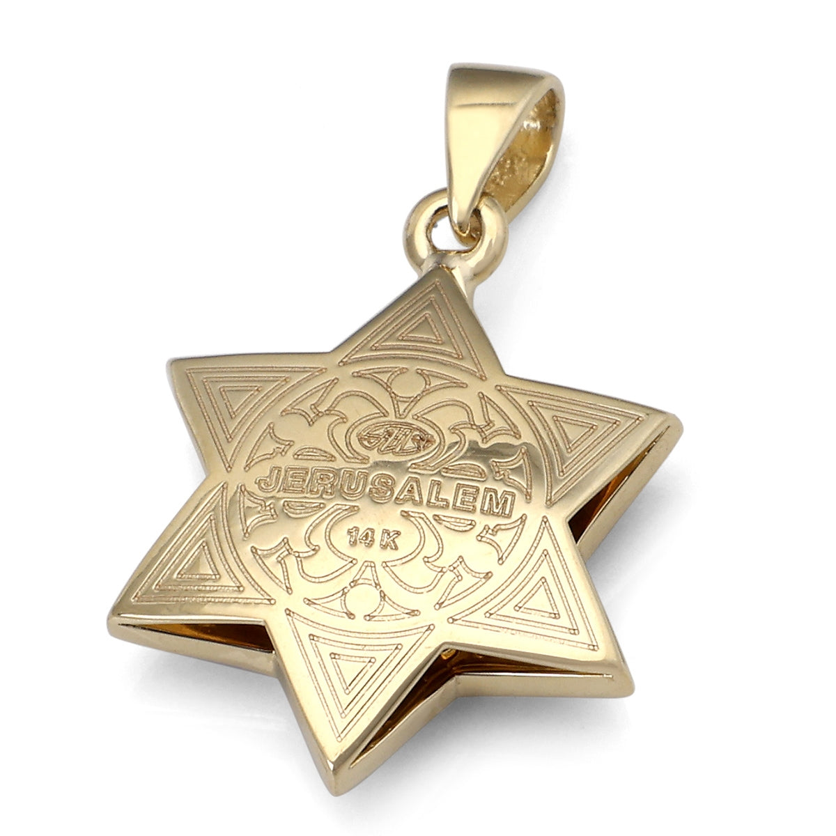 14K Gold Diamond Star of David Pendant Necklace with Blue Enamel