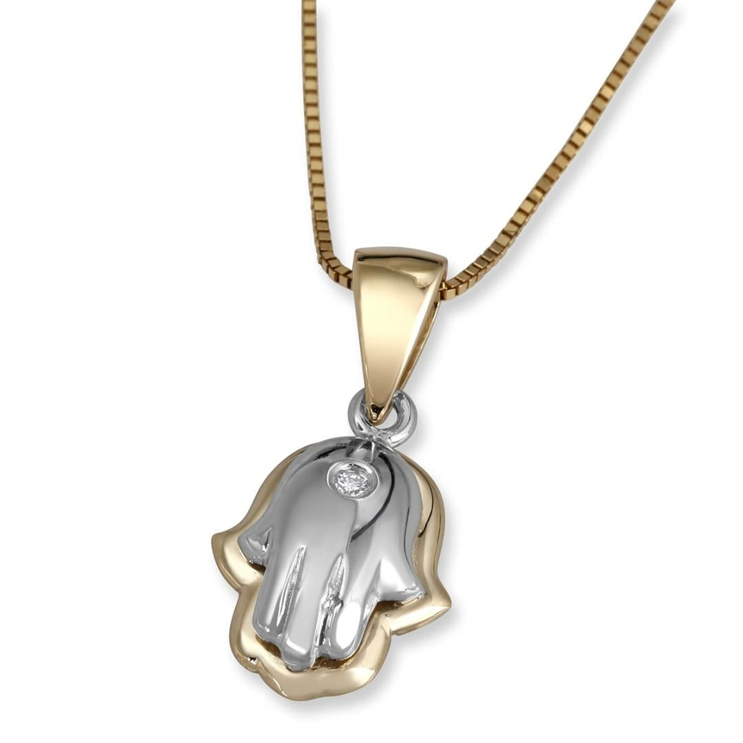 14K Gold Hamsa Pendant with Diamond
