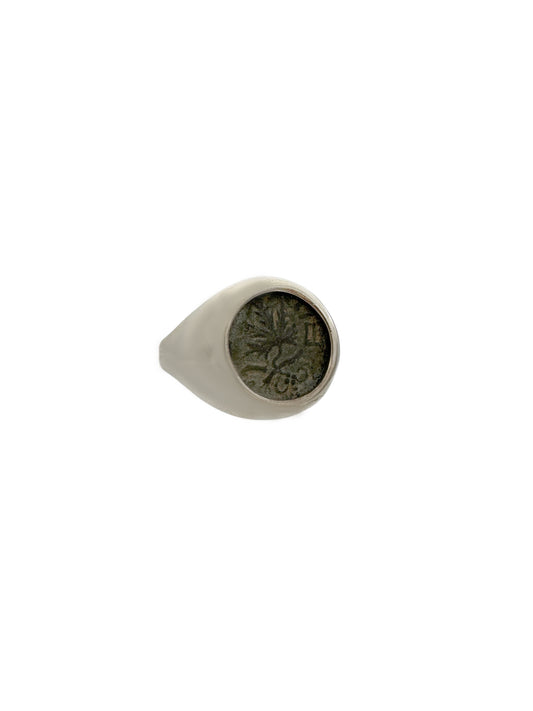Ancient Jewish Freedom of Zion Masada Coin Set in Sterling Silver Ring