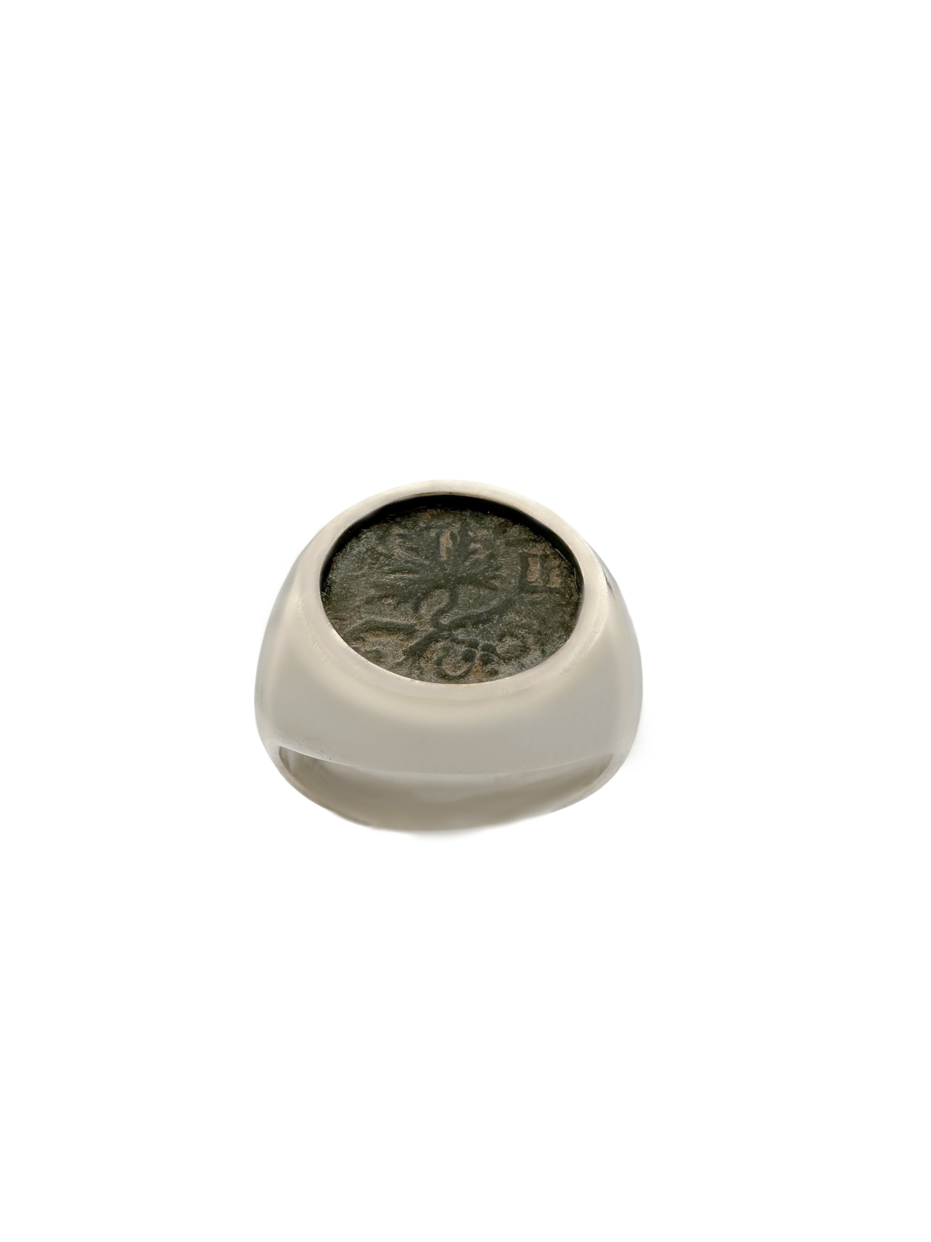 Ancient Jewish Freedom of Zion Masada Coin Set in Sterling Silver Ring