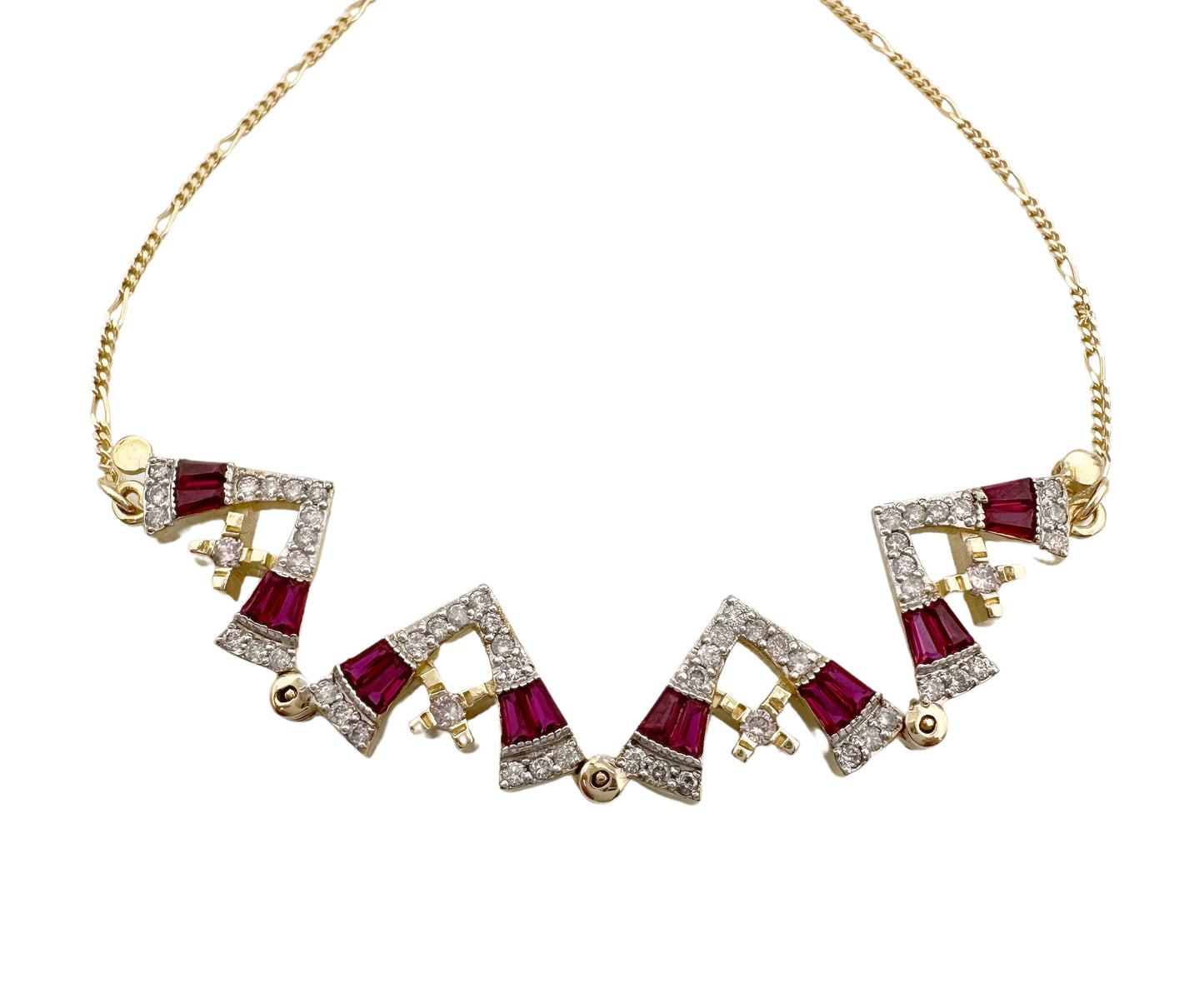 14K Gold Jerusalem Cross Diamond Necklace with Ruby