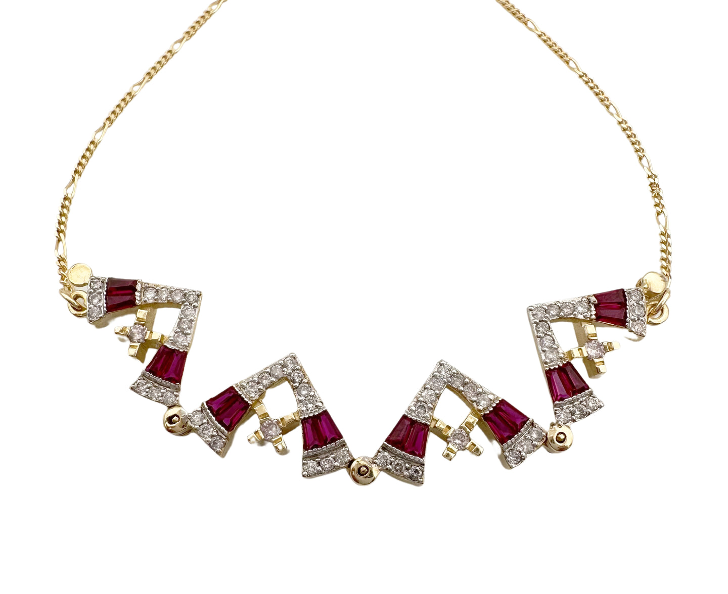 14K Gold Jerusalem Cross Diamond Necklace with Ruby