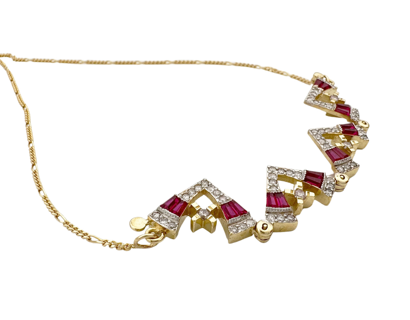 14K Gold Jerusalem Cross Diamond Necklace with Ruby