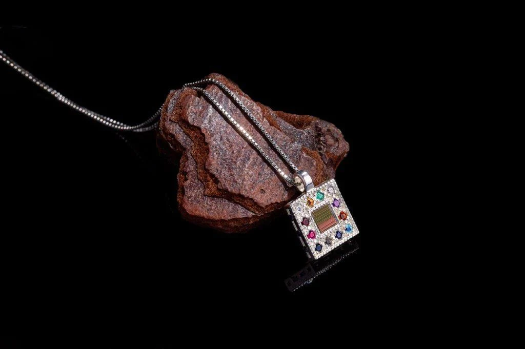 Jerusalem Nano Bible Torah Silver Pendant - 12 Avnei Hoshen Inlaid