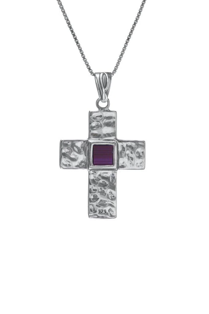 Christian Cross with Jerusalem Nano New Testament, Eilat Stone Necklace, Original Greek Testux( Christian New