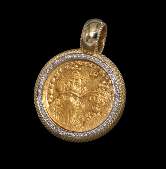 Solid 18K Gold Ancient Byzantine Coin Pendant