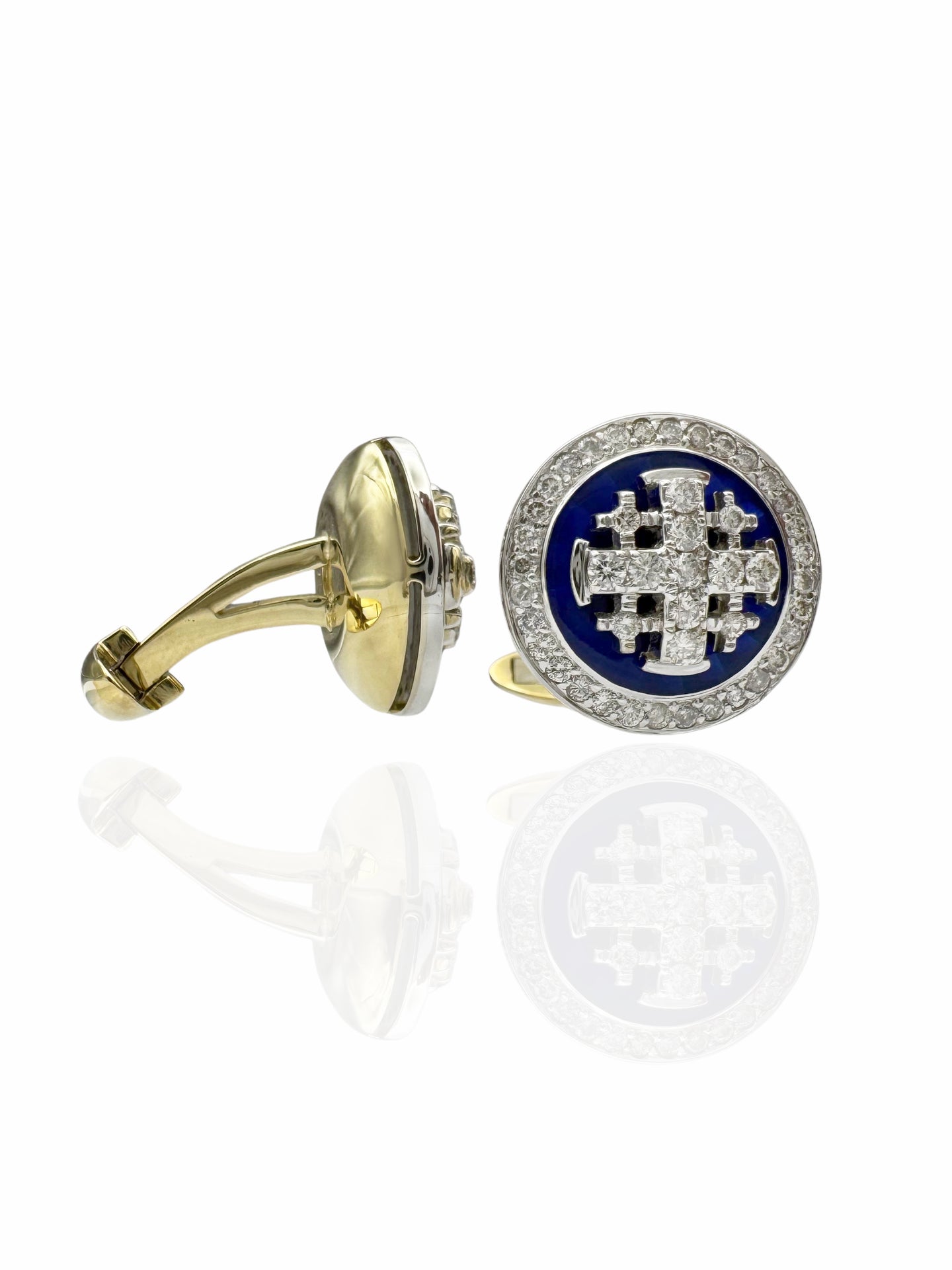 ✨ Solid 14k Gold Jerusalem Cross Cufflinks with VS1 Diamonds
