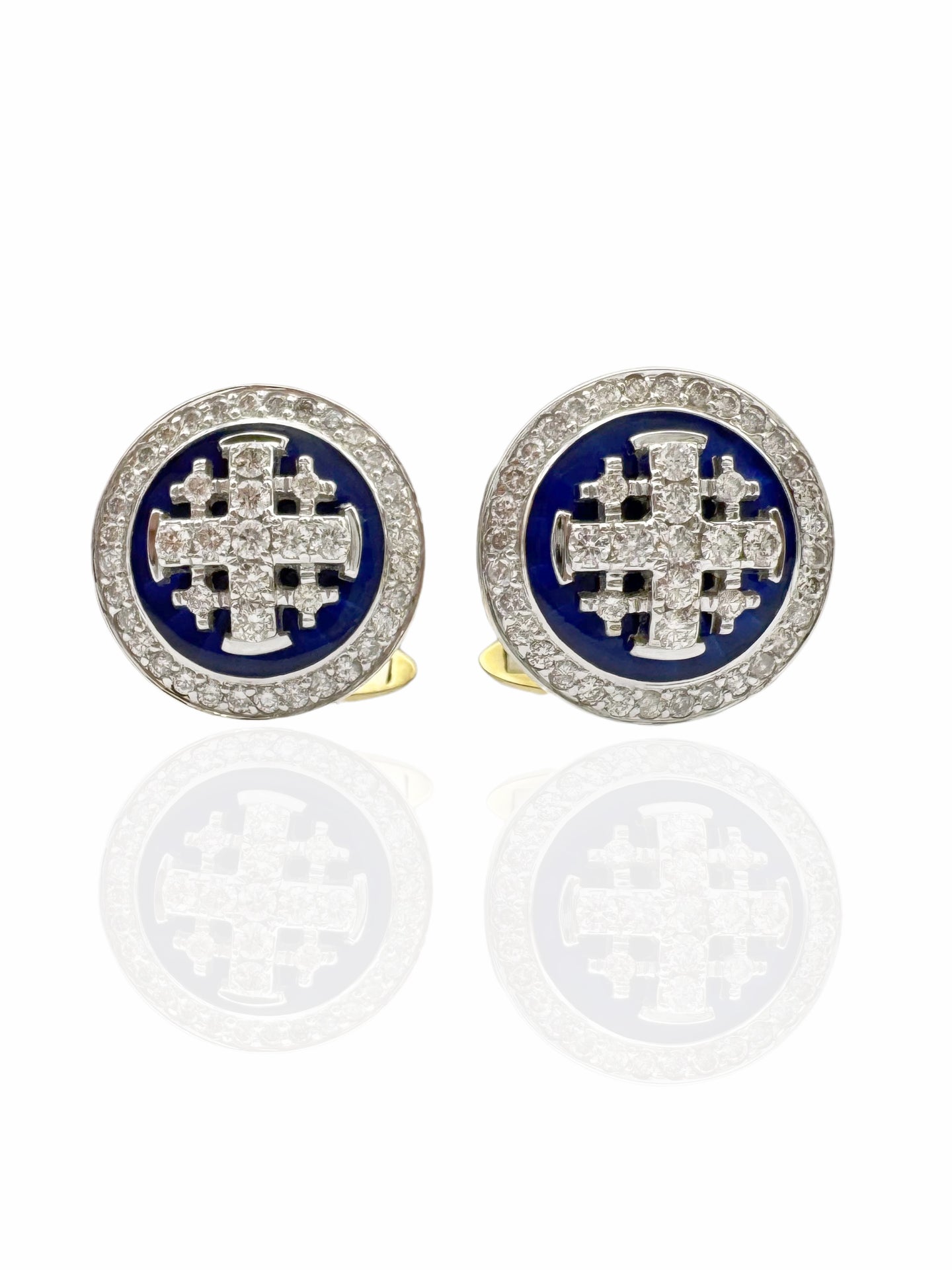 ✨ Solid 14k Gold Jerusalem Cross Cufflinks with VS1 Diamonds