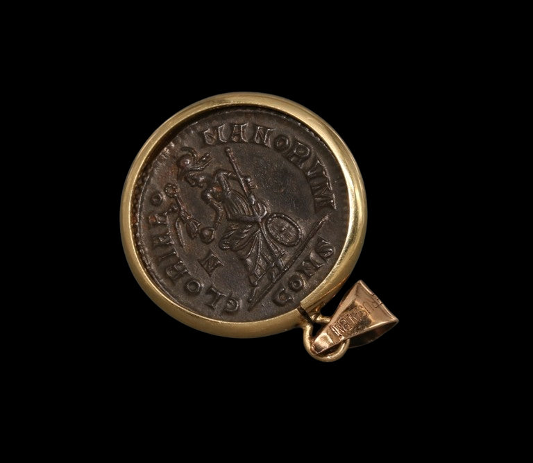 Solid 18K Gold Ancient Constantine the Great Roman Coin Pendant