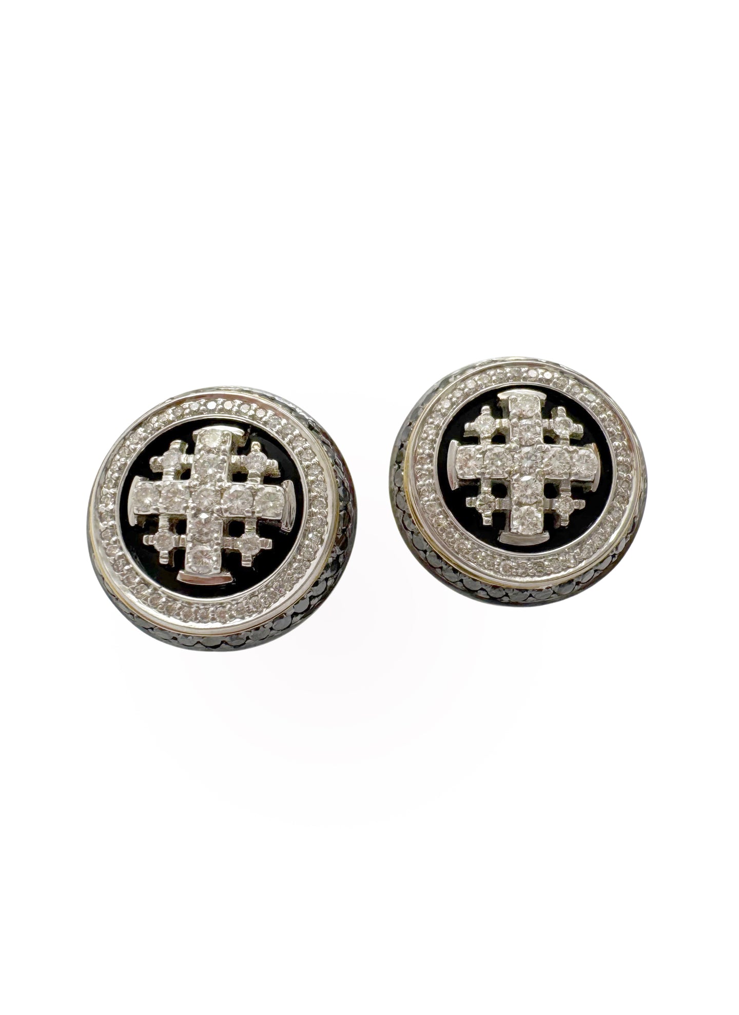 Jerusalem Cross Gold & Diamond Cufflinks Crafted in Jerusalem • Solid 14K Gold • Natural VS1 Diamonds