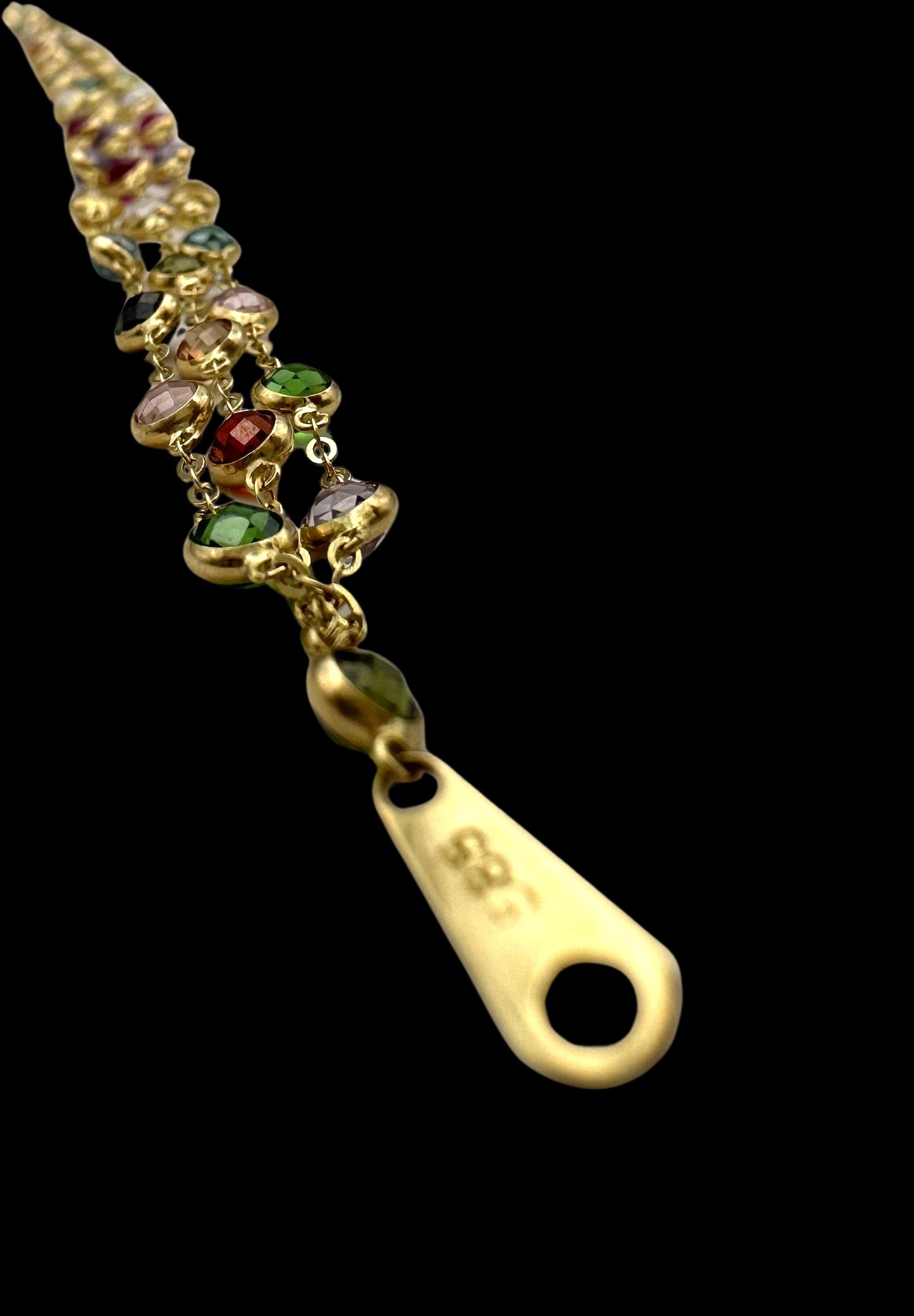 Solid 14K Gold Triple-Strand Gemstone Bracelet – Radiant Harmony