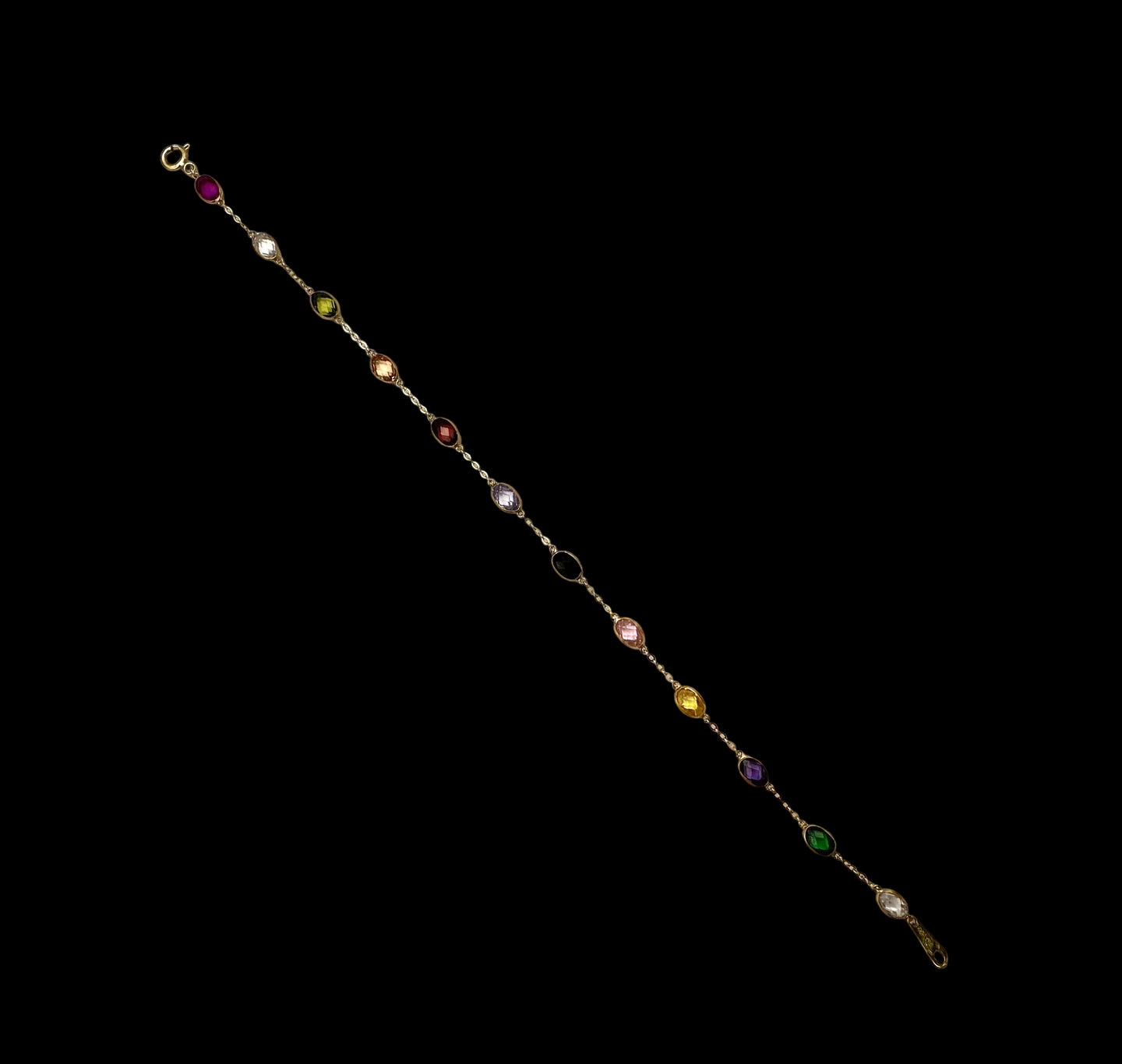 Solid 14K Gold Multi-Gemstone Bracelet – Oval Spectrum
