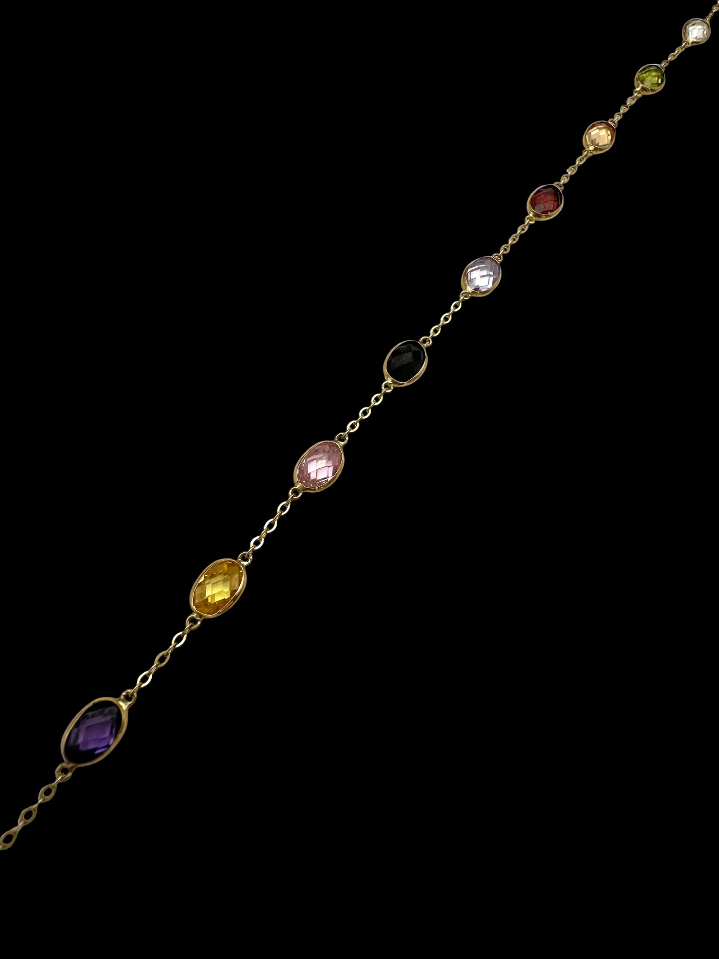 Solid 14K Gold Multi-Gemstone Bracelet – Oval Spectrum