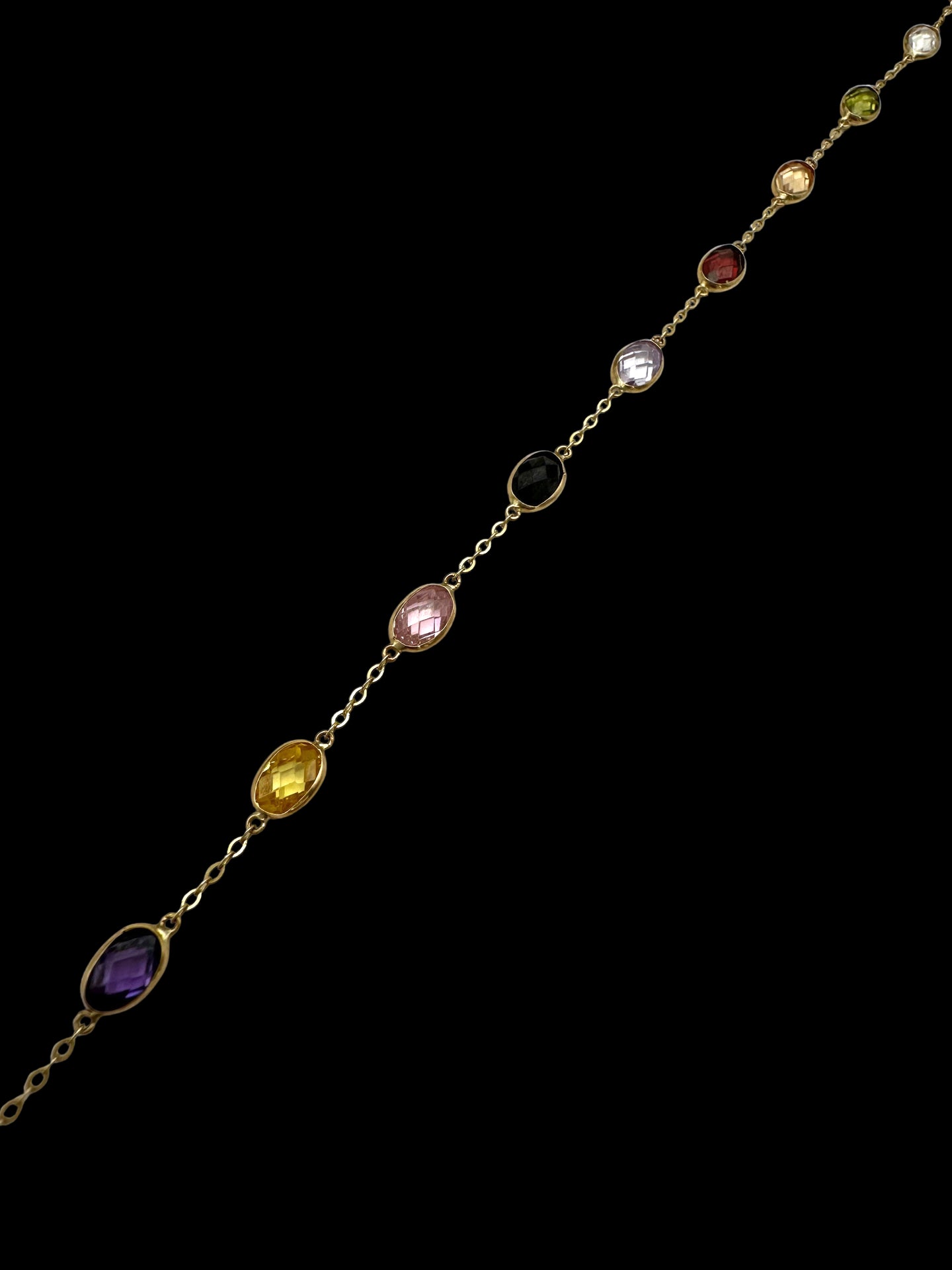 Solid 14K Gold Multi-Gemstone Bracelet – Oval Spectrum