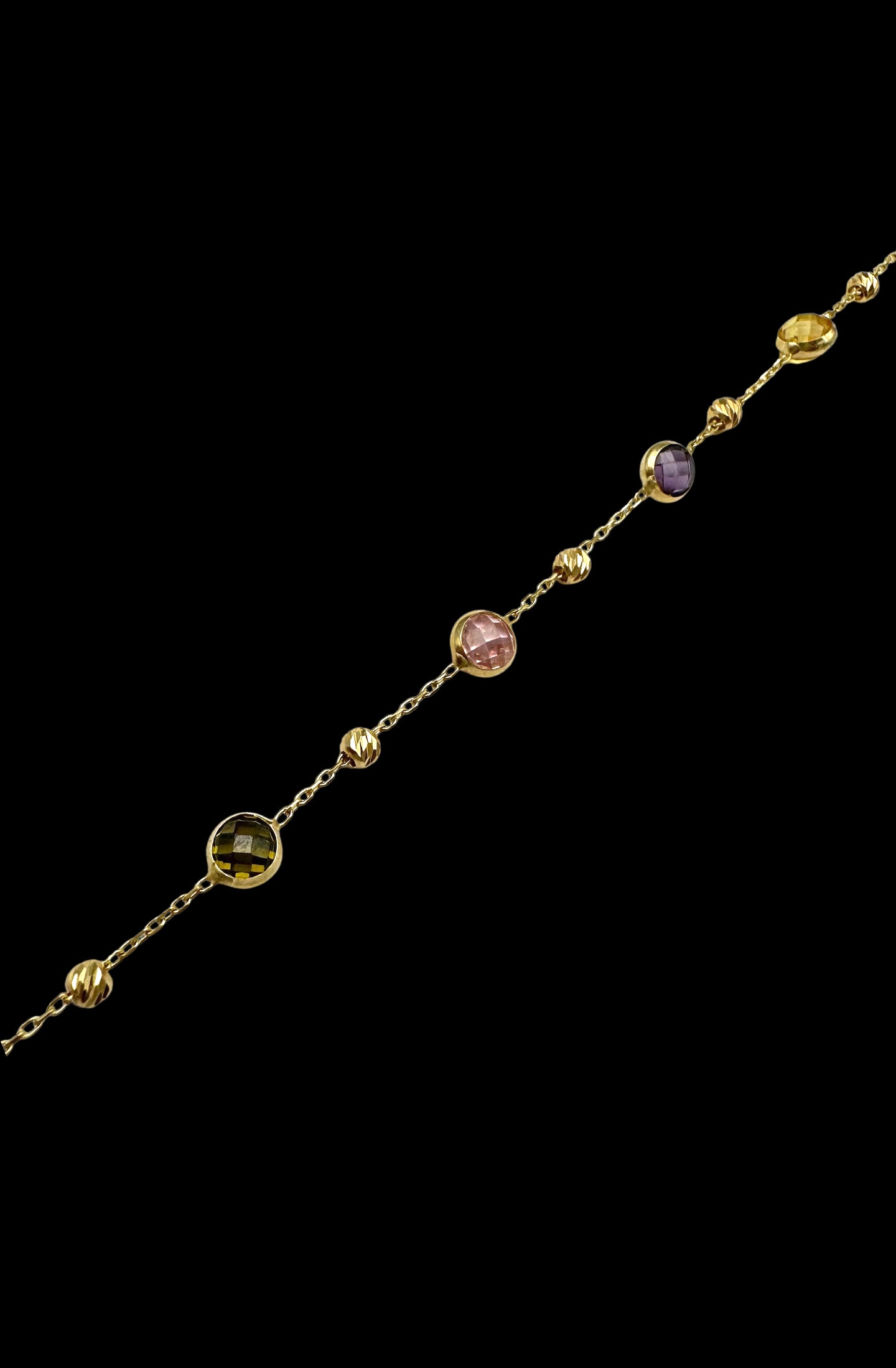 Solid 14K Gold Bracelet with Lab-Created Gemstones – Color Harmony Edition