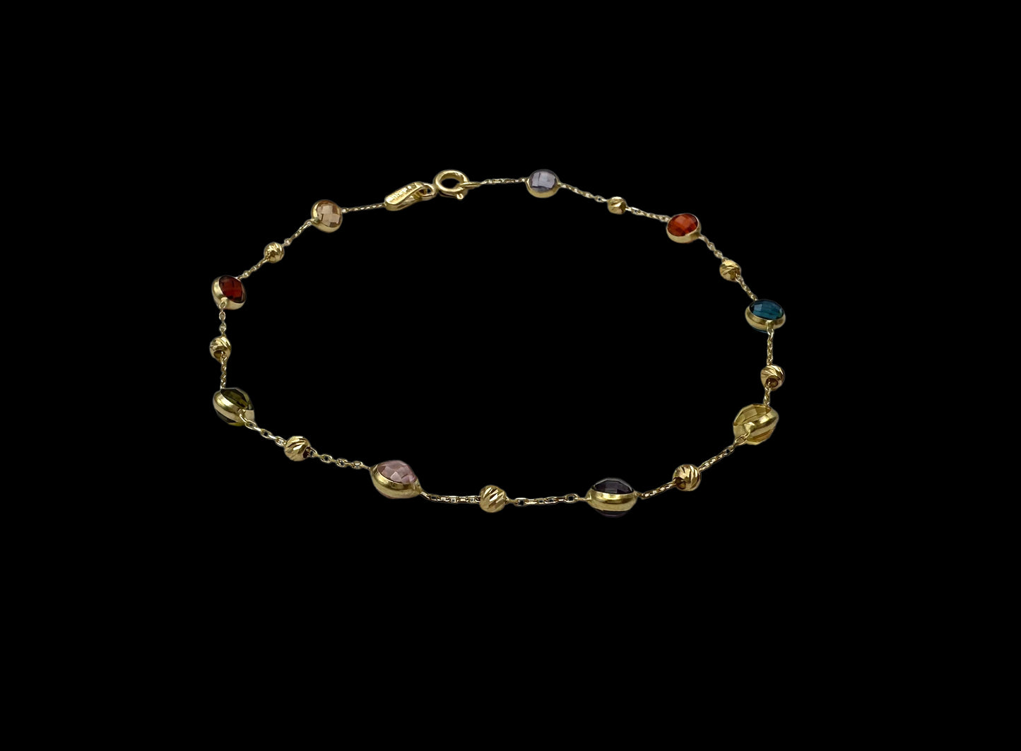 Solid 14K Gold Bracelet with Lab-Created Gemstones – Color Harmony Edition